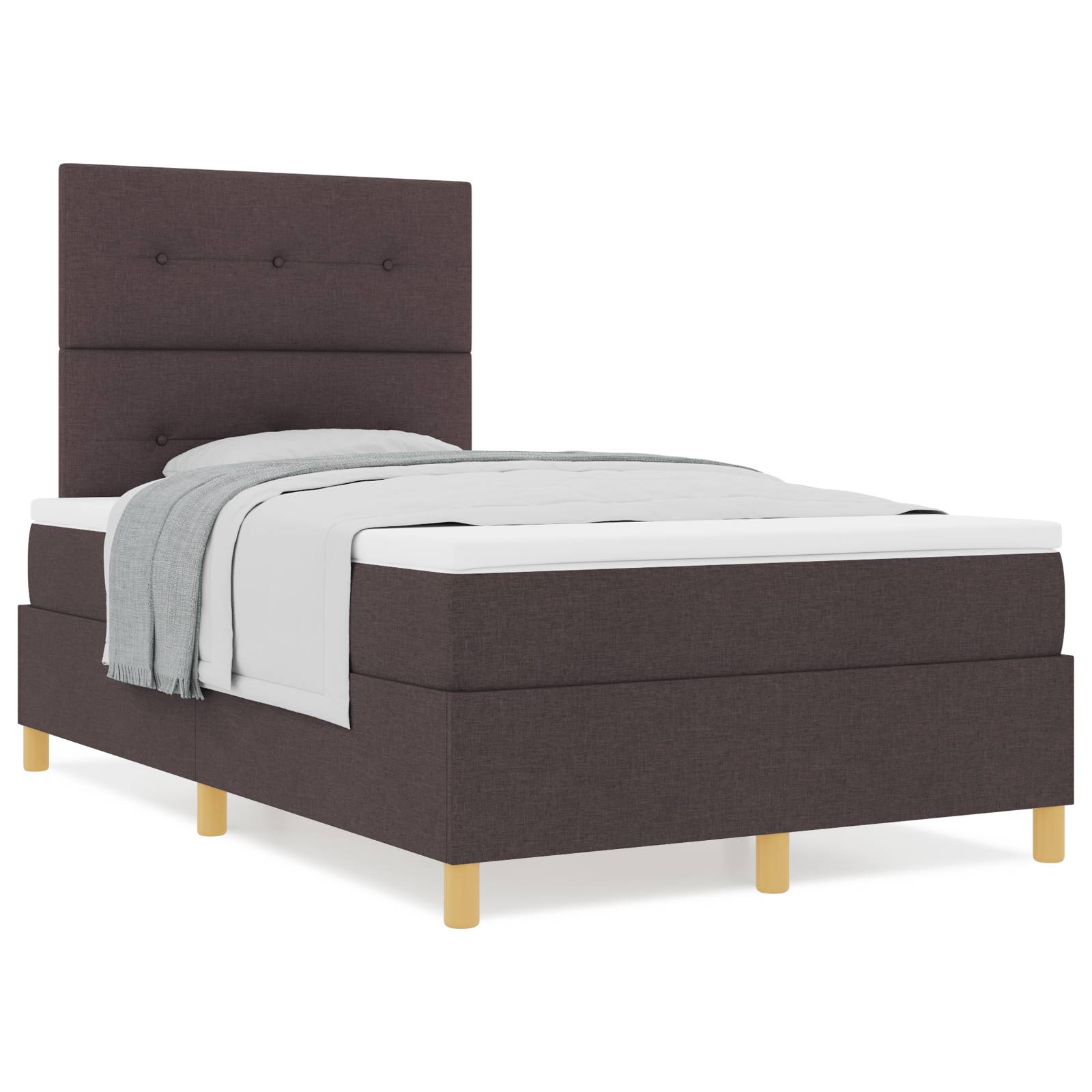 vidaXL Boxspringbett mit Matratze Dunkelbraun Kleines Doppelbett Stoff