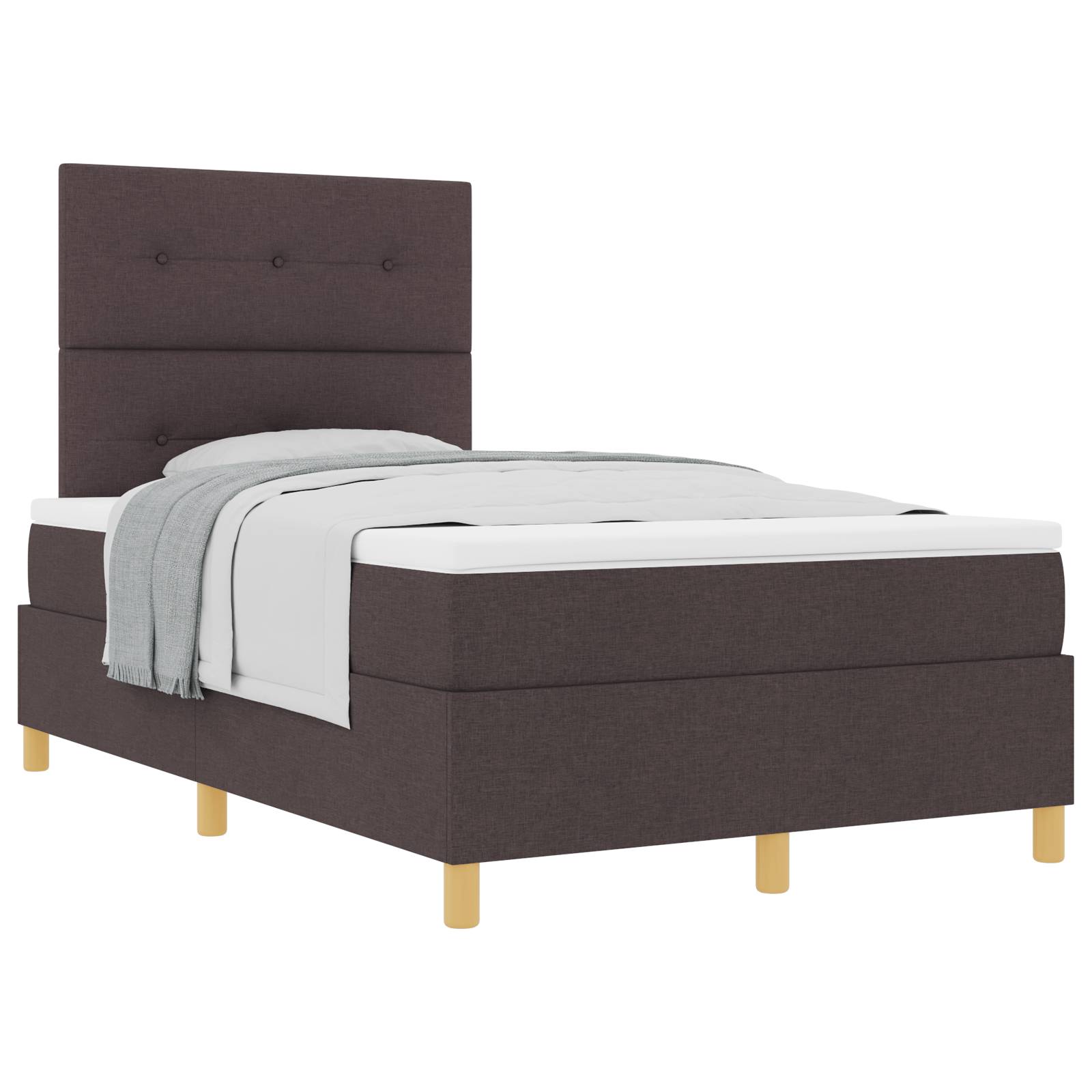 vidaXL Boxspringbett mit Matratze Dunkelbraun Kleines Doppelbett Stoff