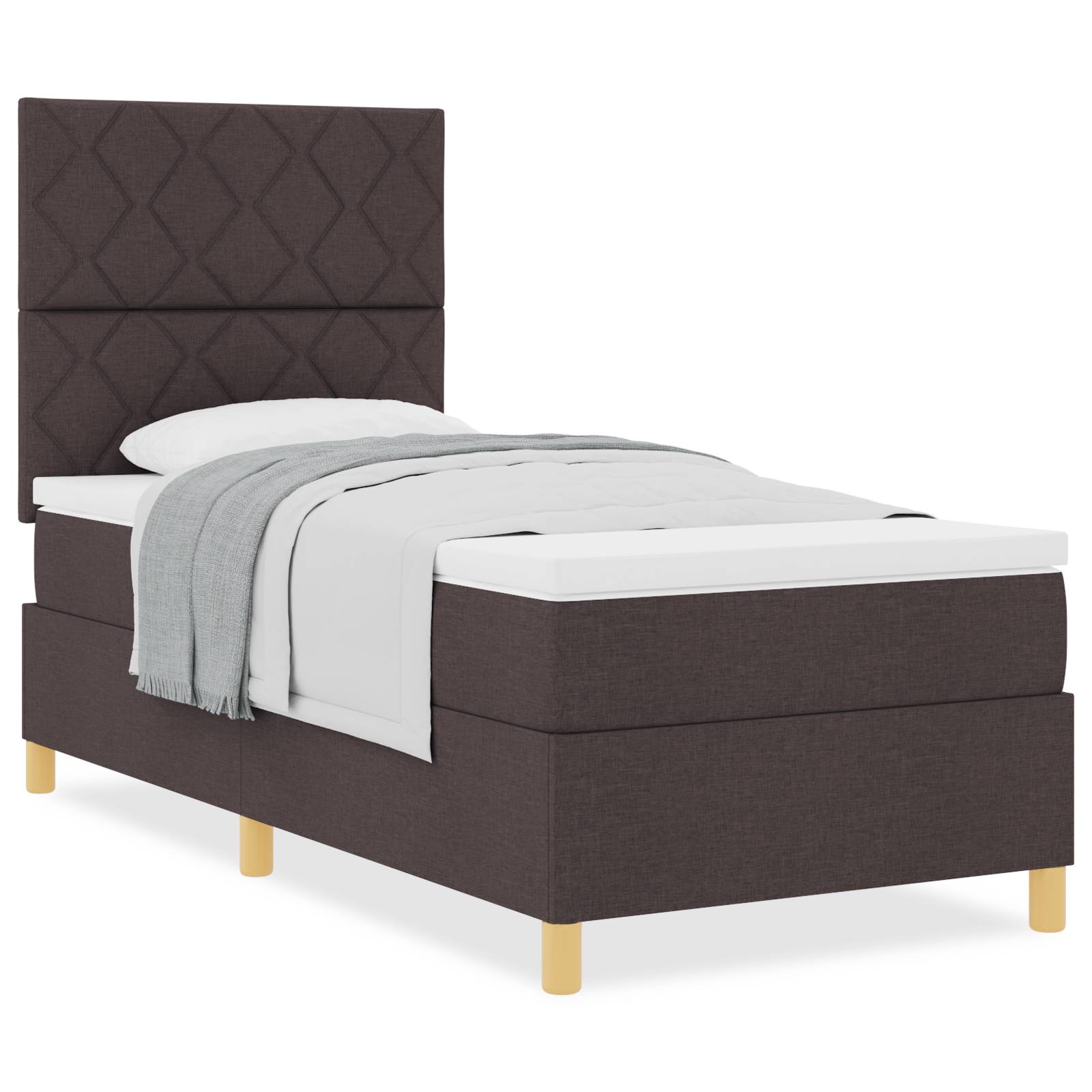 vidaXL Boxspringbett mit Matratze Dunkelbraun 100x200 cm Stoff