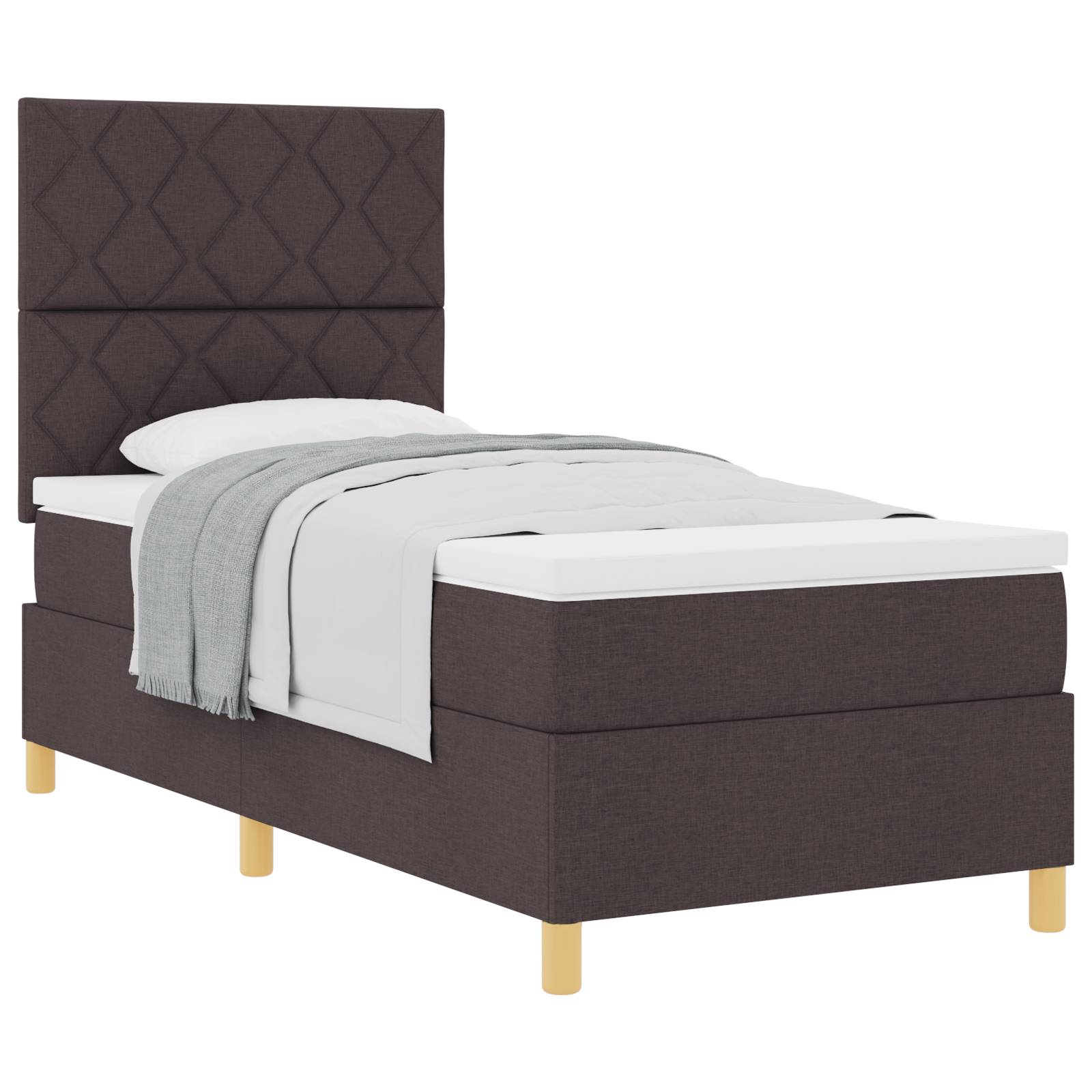 vidaXL Boxspringbett mit Matratze Dunkelbraun 100x200 cm Stoff
