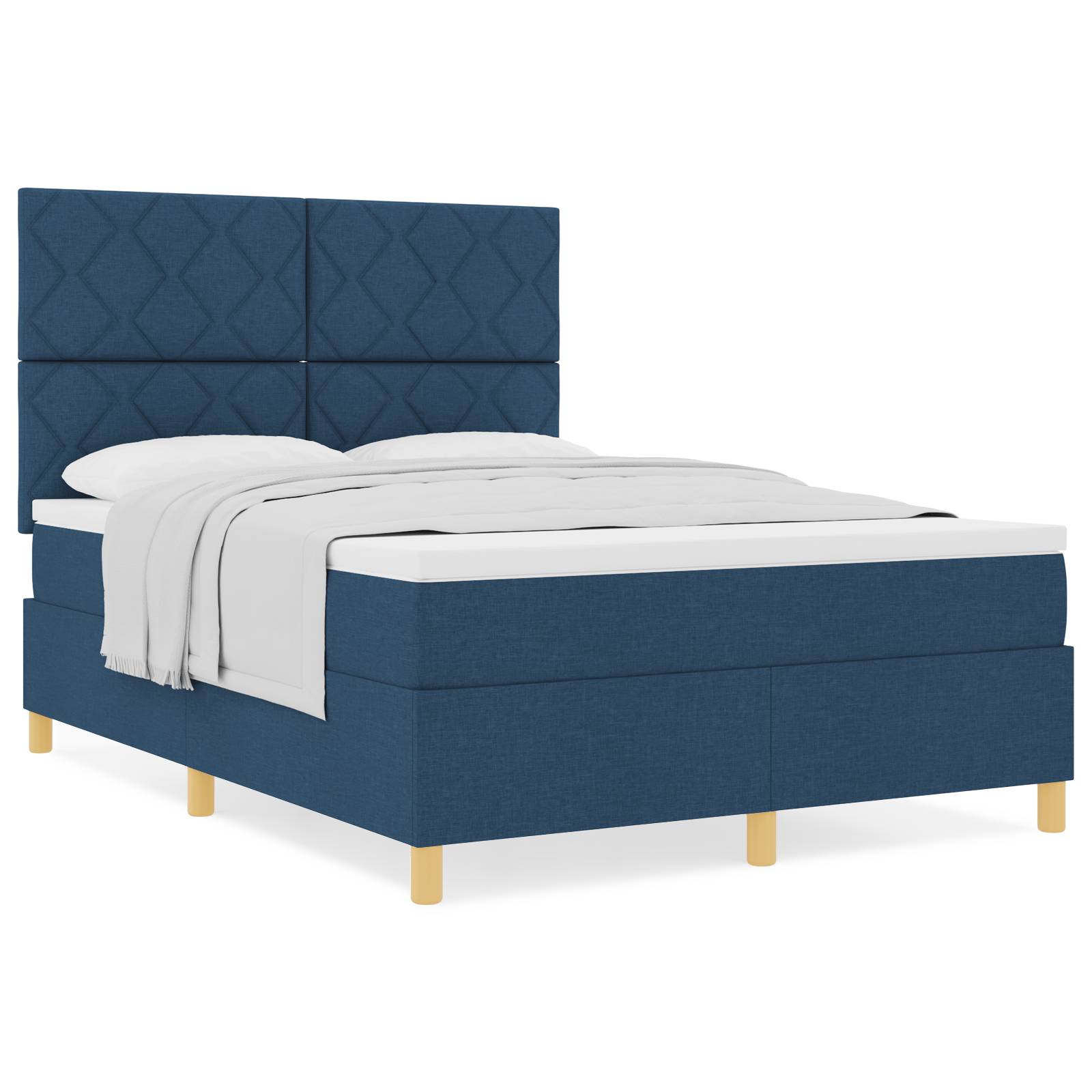 vidaXL Boxspringbett mit Matratze Blau 160x200 cm Stoff