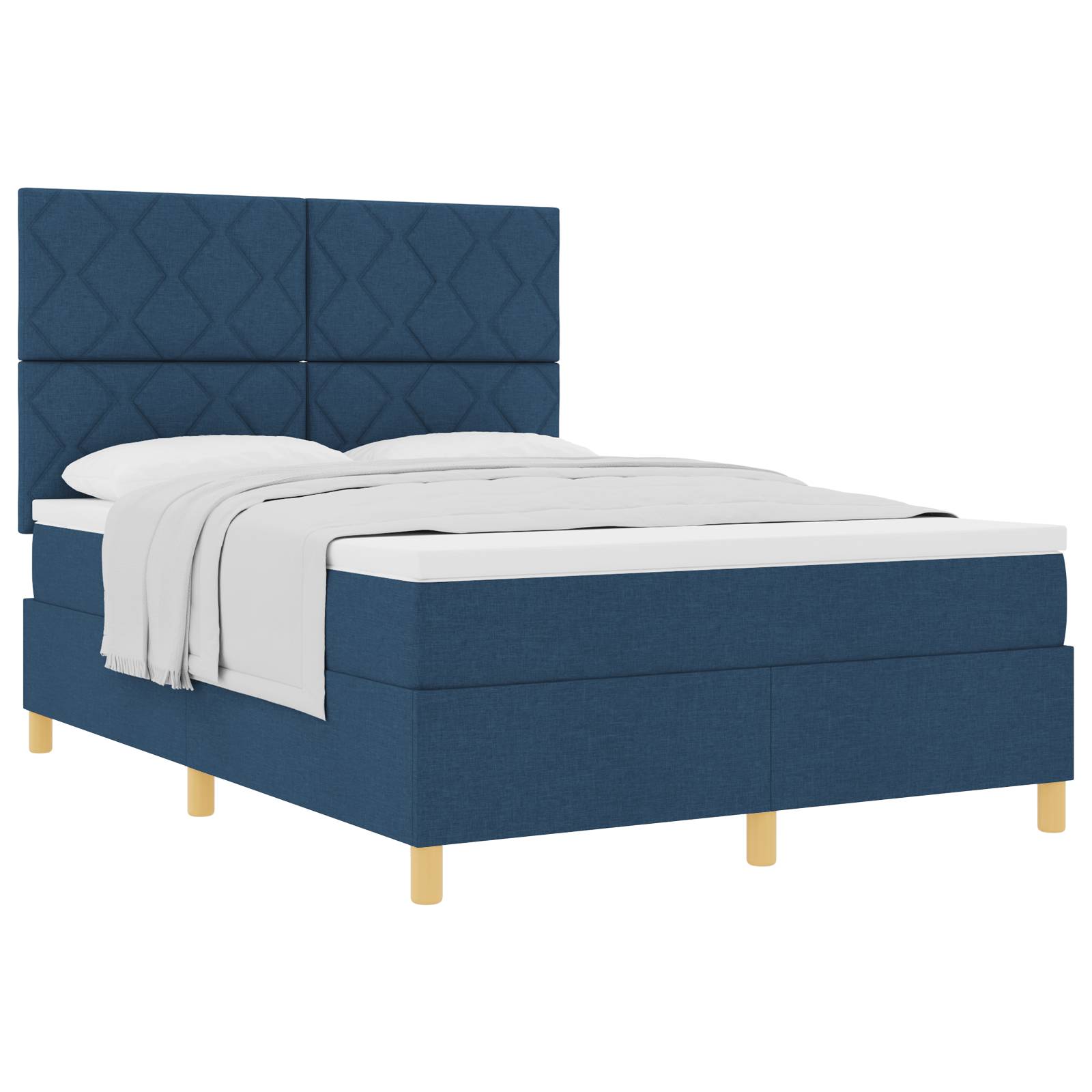 vidaXL Boxspringbett mit Matratze Blau 160x200 cm Stoff