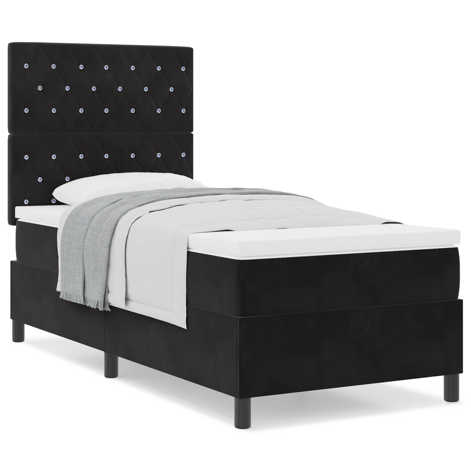 vidaXL Boxspringbett mit Matratze Schwarz 100x200 cm Samt