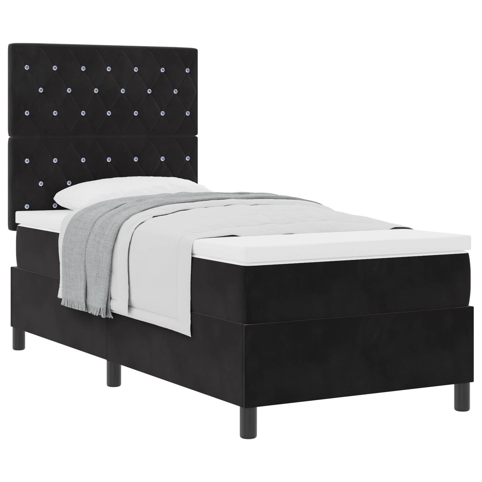 vidaXL Boxspringbett mit Matratze Schwarz 100x200 cm Samt
