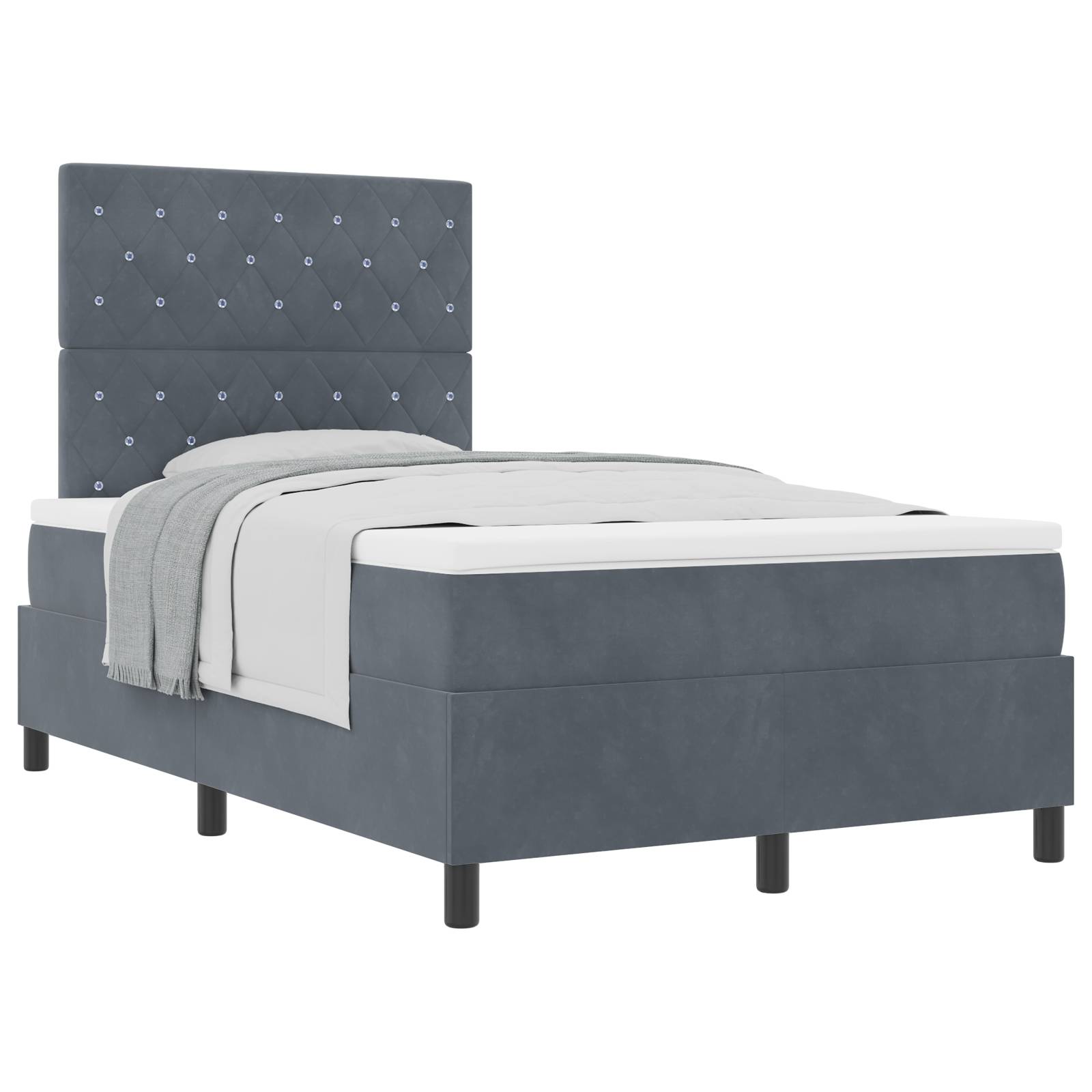 vidaXL Boxspringbett mit Matratze Dunkelgrau Samt