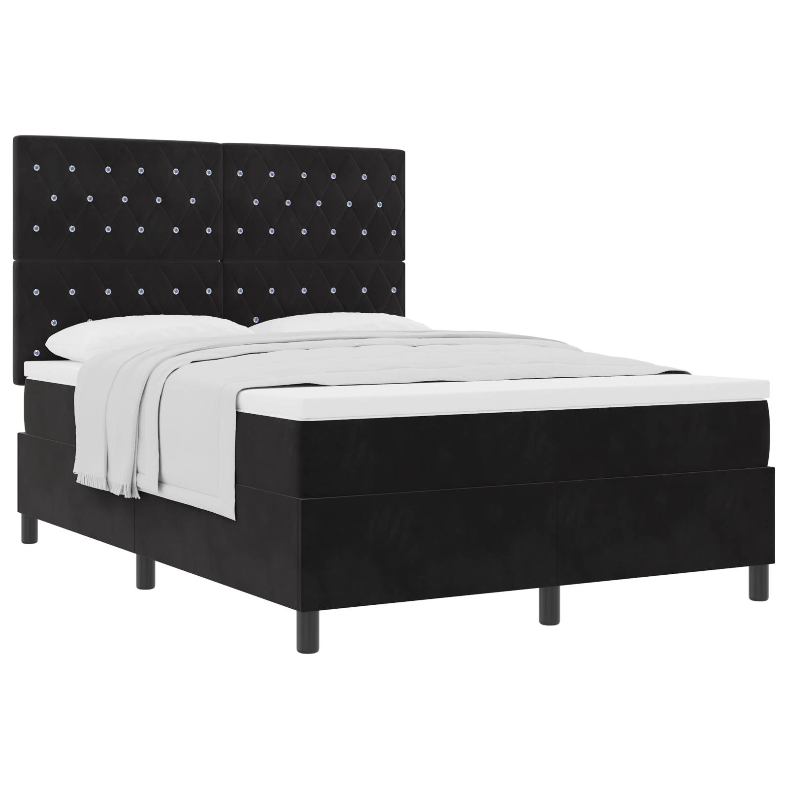 vidaXL Boxspringbett mit Matratze Schwarz 140x200 cm Samt