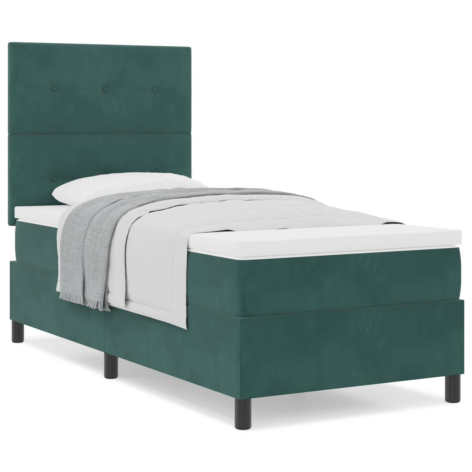 vidaXL Boxspringbett mit Matratze Dunkelgrün 100x200 cm Samt