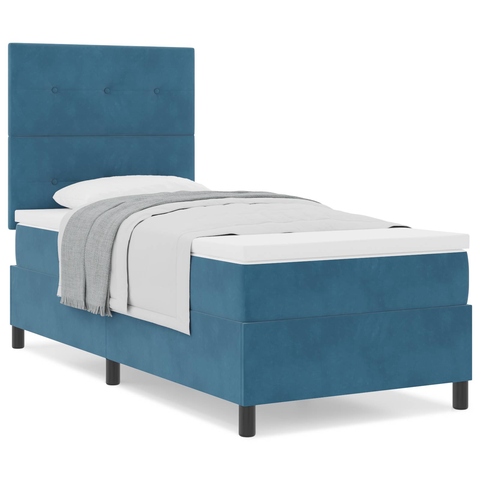 vidaXL Boxspringbett mit Matratze Dunkelblau Samt
