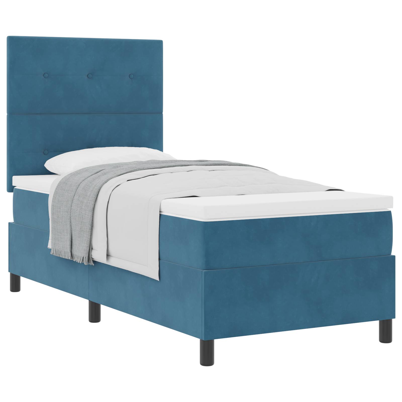 vidaXL Boxspringbett mit Matratze Dunkelblau Samt