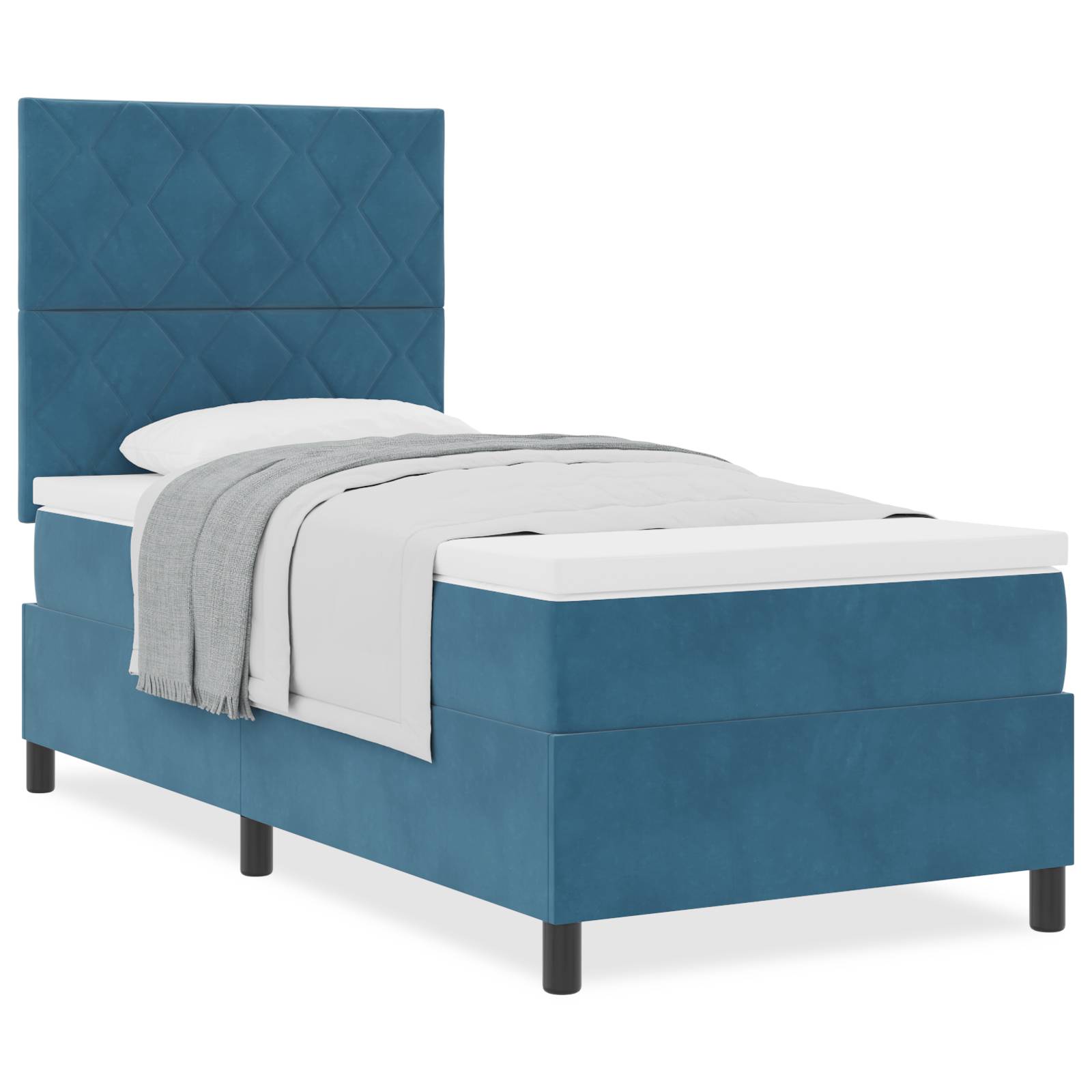 vidaXL Boxspringbett mit Matratze Dunkelblau Samt