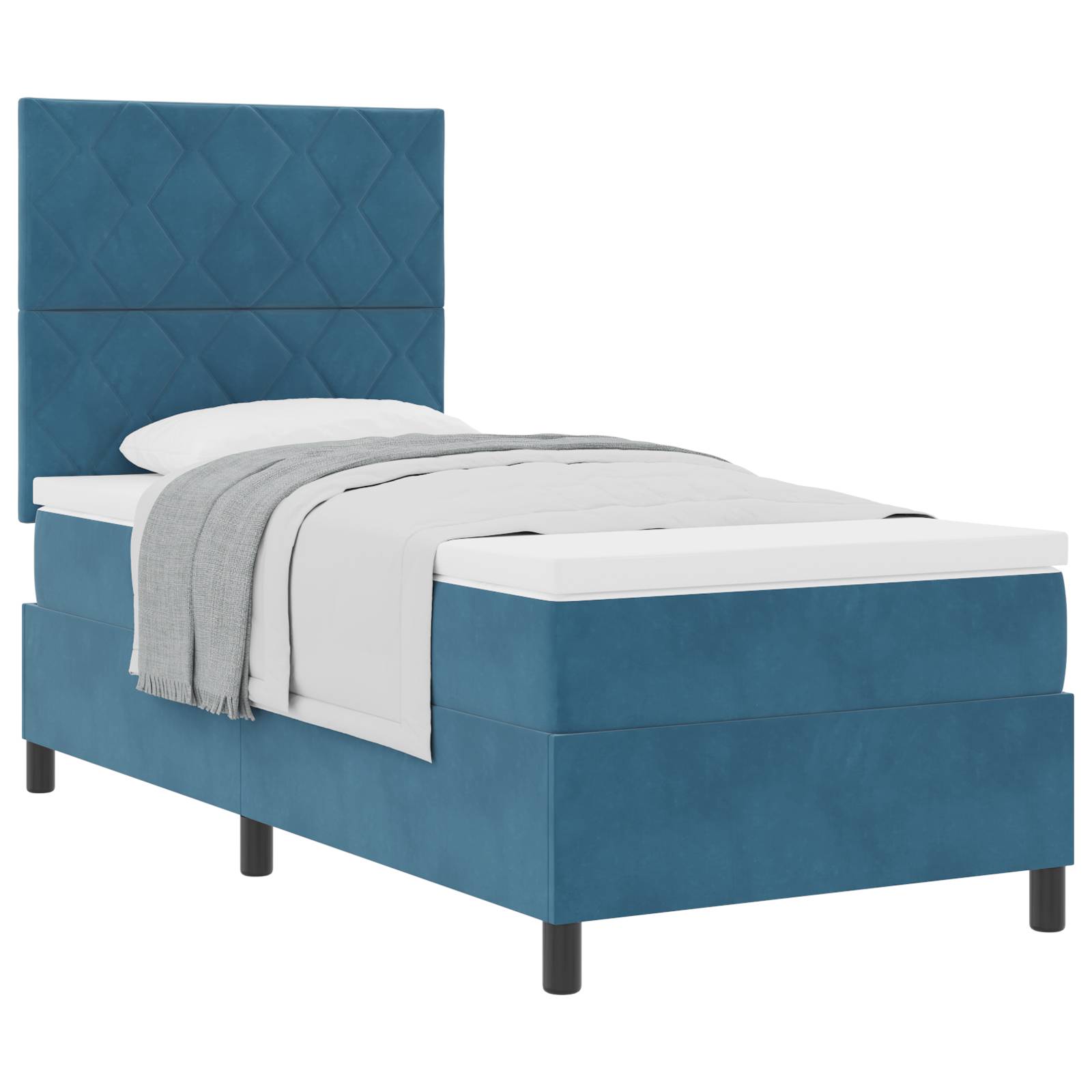 vidaXL Boxspringbett mit Matratze Dunkelblau Samt