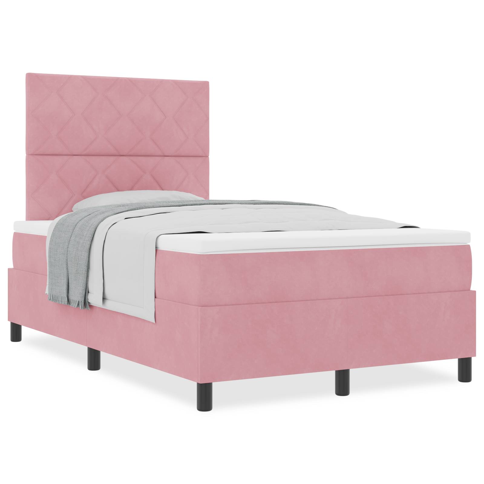 vidaXL Boxspringbett mit Matratze Rosa 120x200 cm Samt