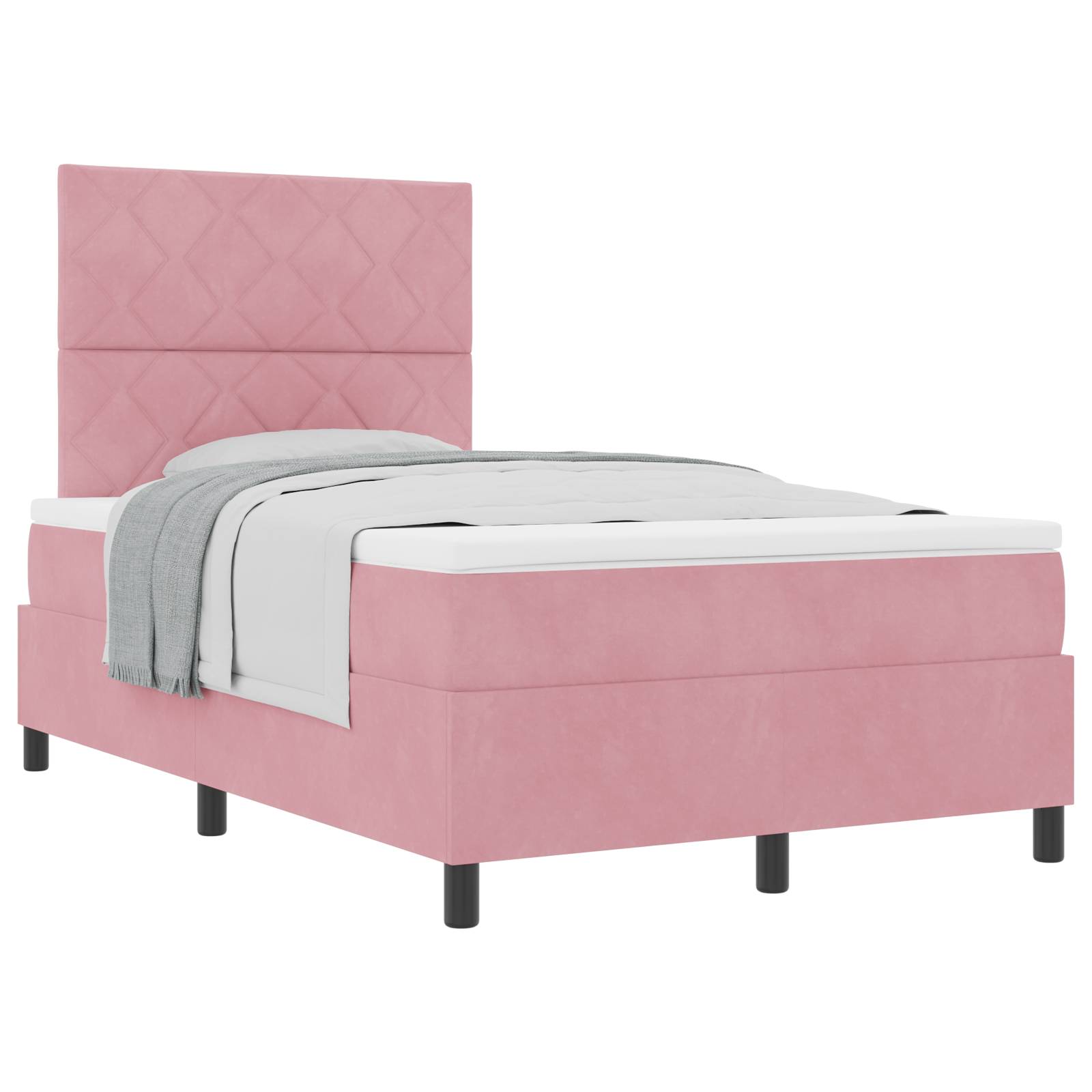 vidaXL Boxspringbett mit Matratze Rosa 120x200 cm Samt