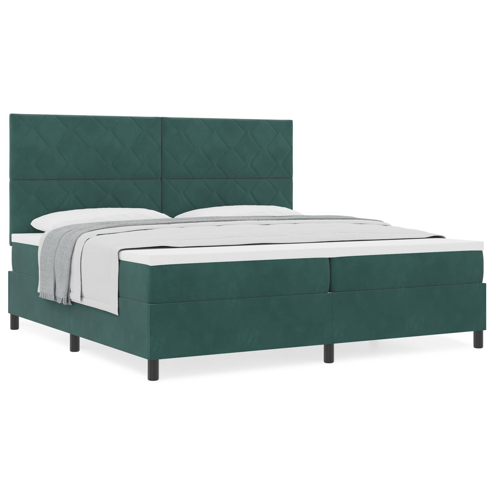 vidaXL Boxspringbett mit Matratze Dunkelgrün 200x200 cm Samt