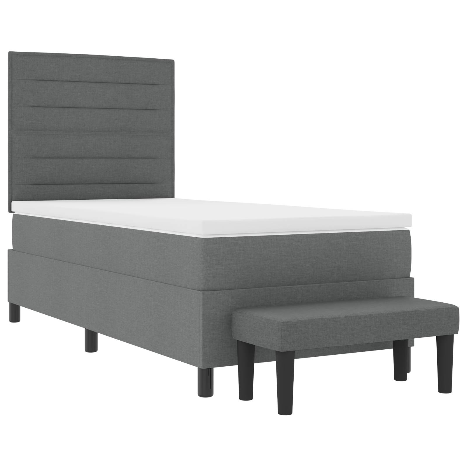 vidaXL Boxspringbett mit Matratze & Bank Dunkelgrau 80x200 cm Stoff