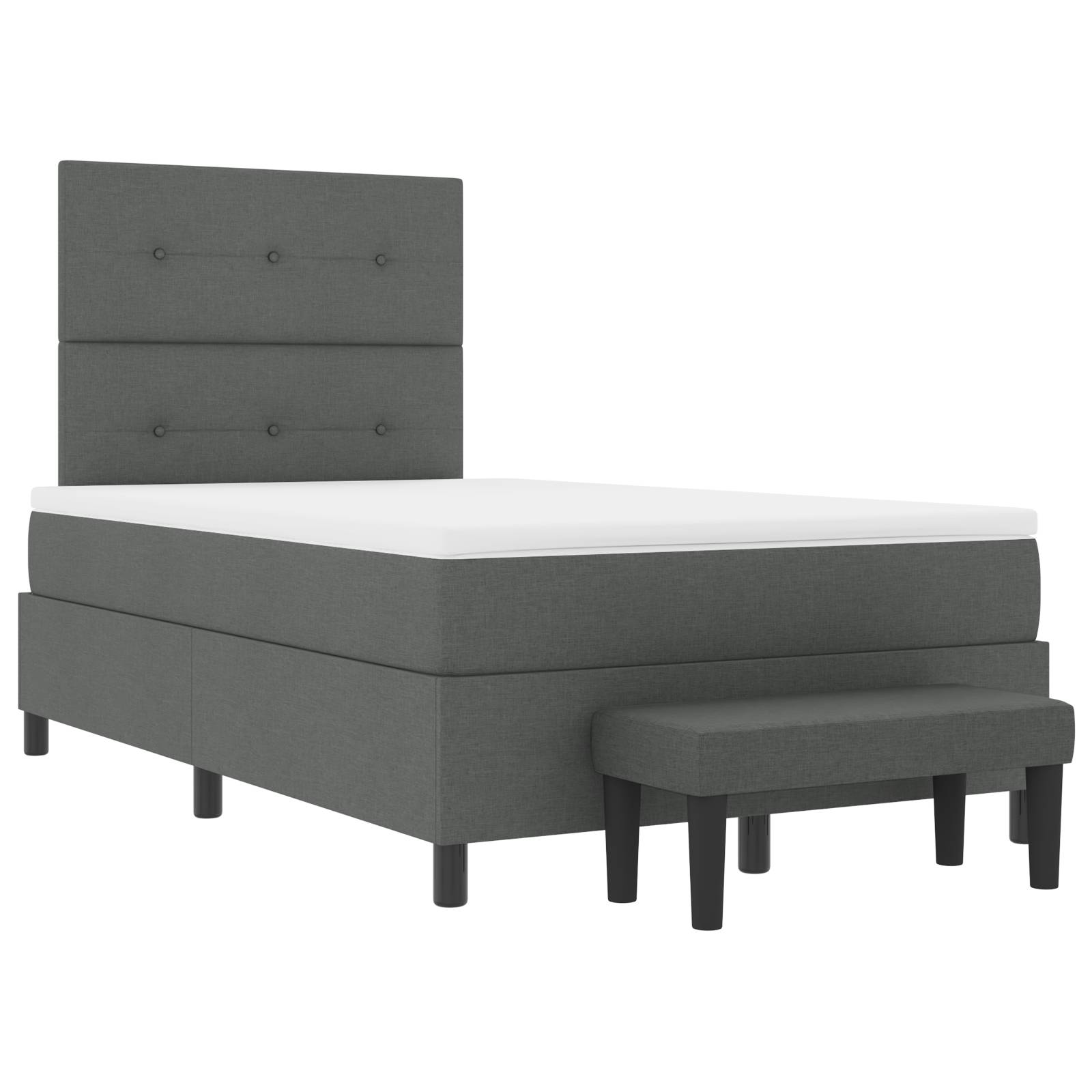 vidaXL Boxspringbett mit Matratze & Bank Dunkelgrau 120x200 cm Stoff
