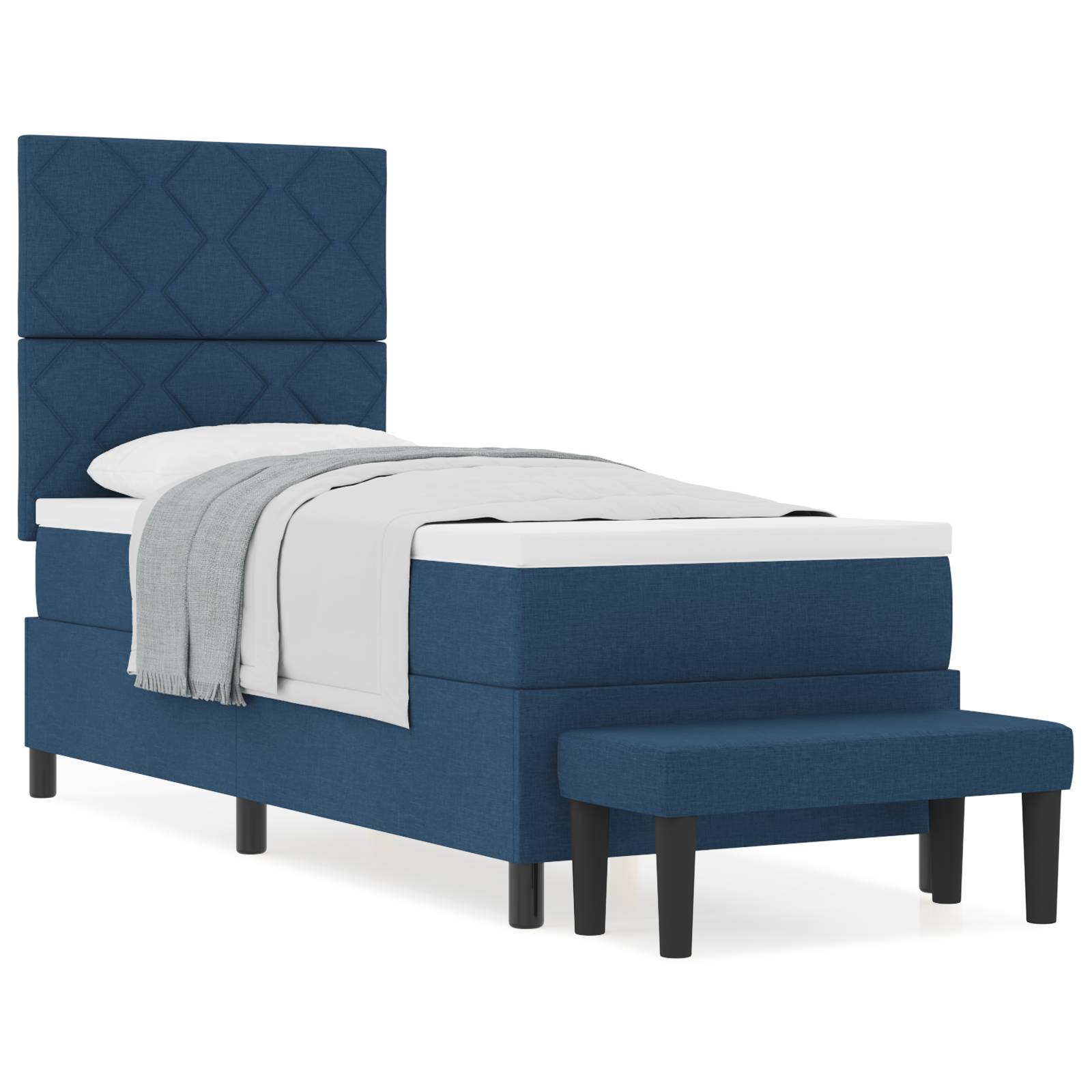 vidaXL Boxspringbett mit Matratze & Bank Blau 80x200 cm Stoff
