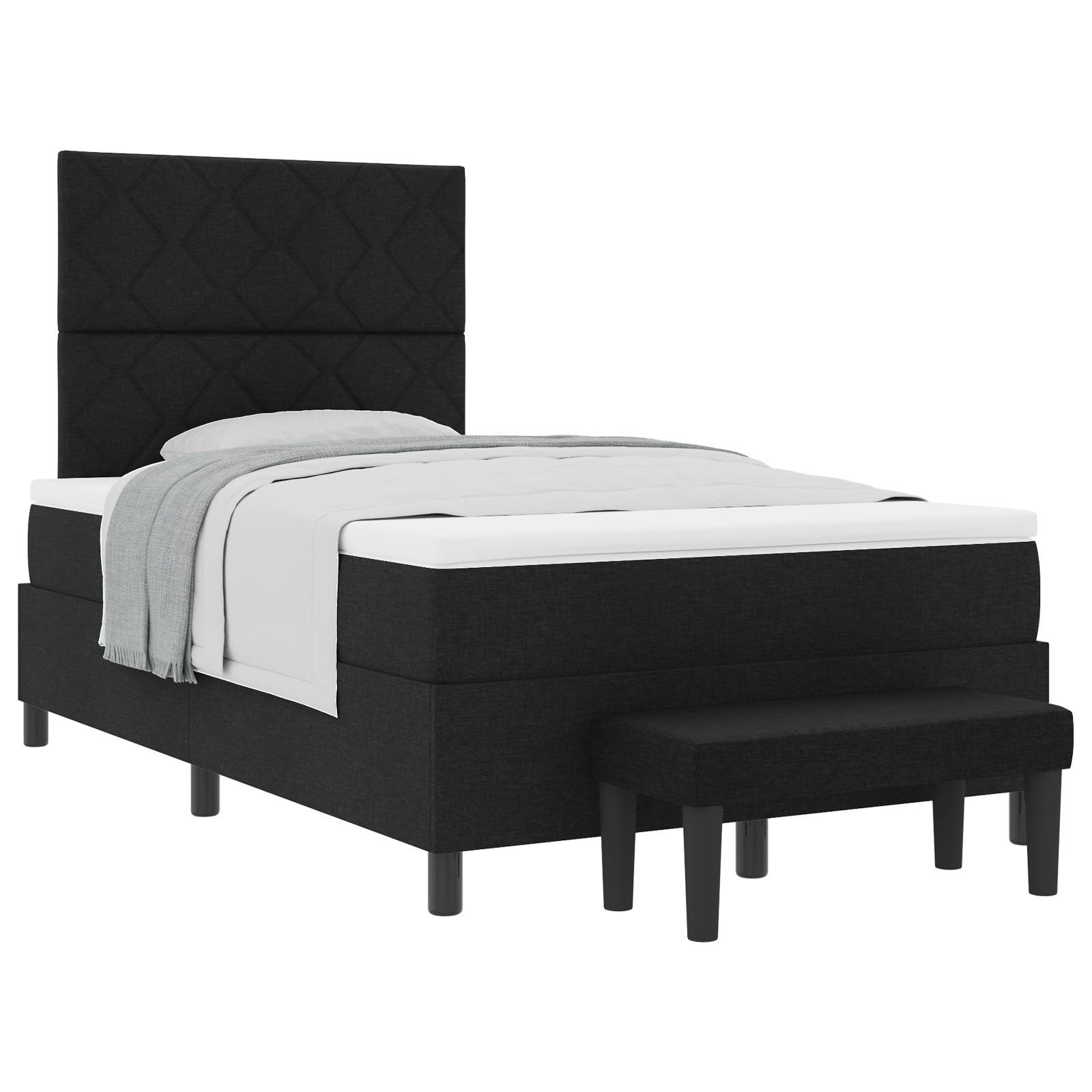 vidaXL Boxspringbett mit Matratze & Bank Schwarz 120x200 cm Stoff