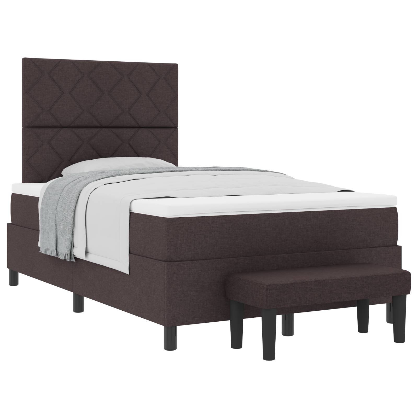 vidaXL Boxspringbett mit Matratze & Bank Dunkelbraun 120x200 cm Stoff