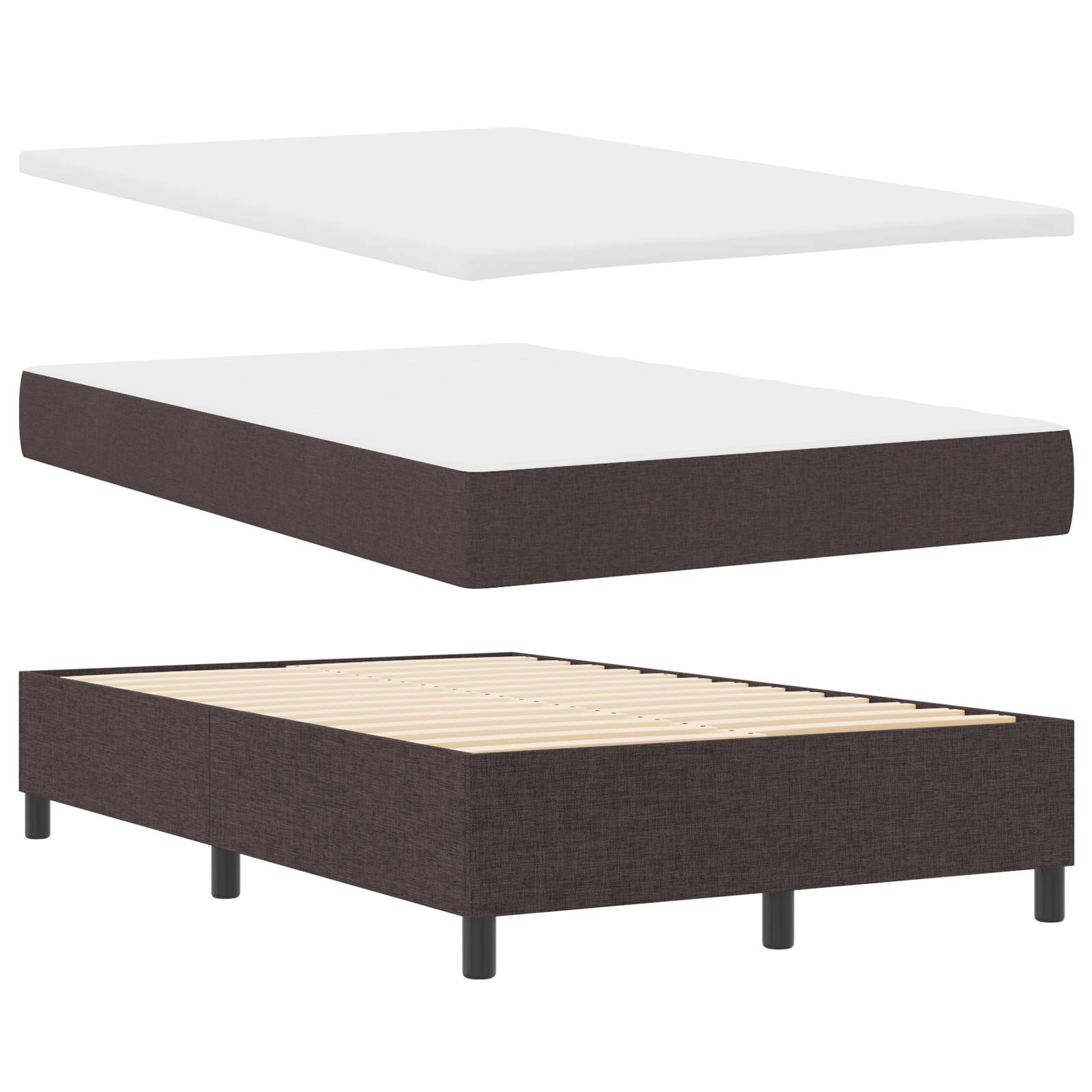 vidaXL Boxspringbett mit Matratze & Bank Dunkelbraun 120x200 cm Stoff