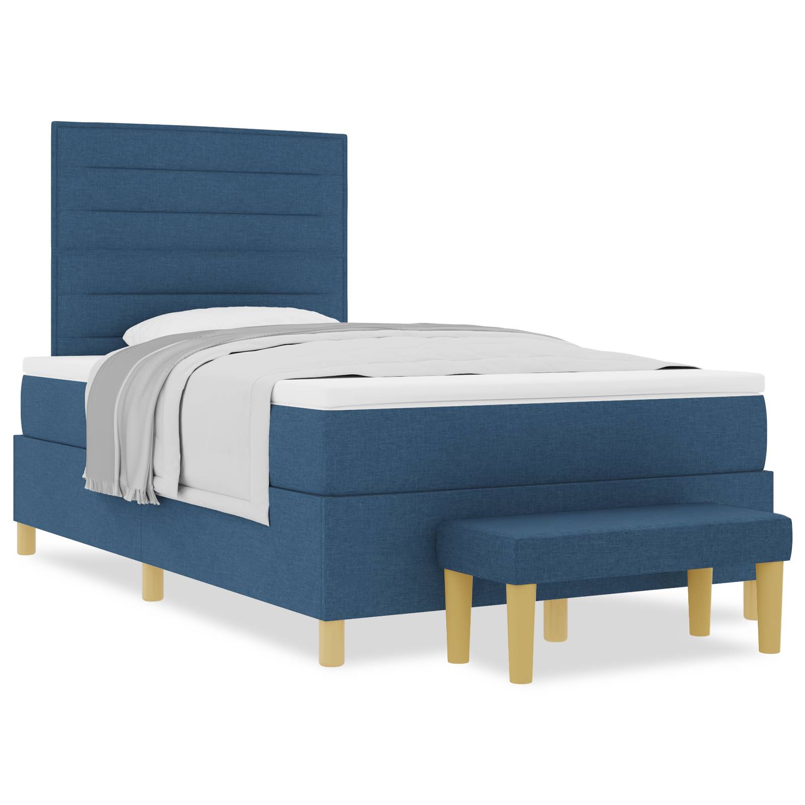 vidaXL Boxspringbett mit Matratze & Bank Blau 120x200 cm Stoff