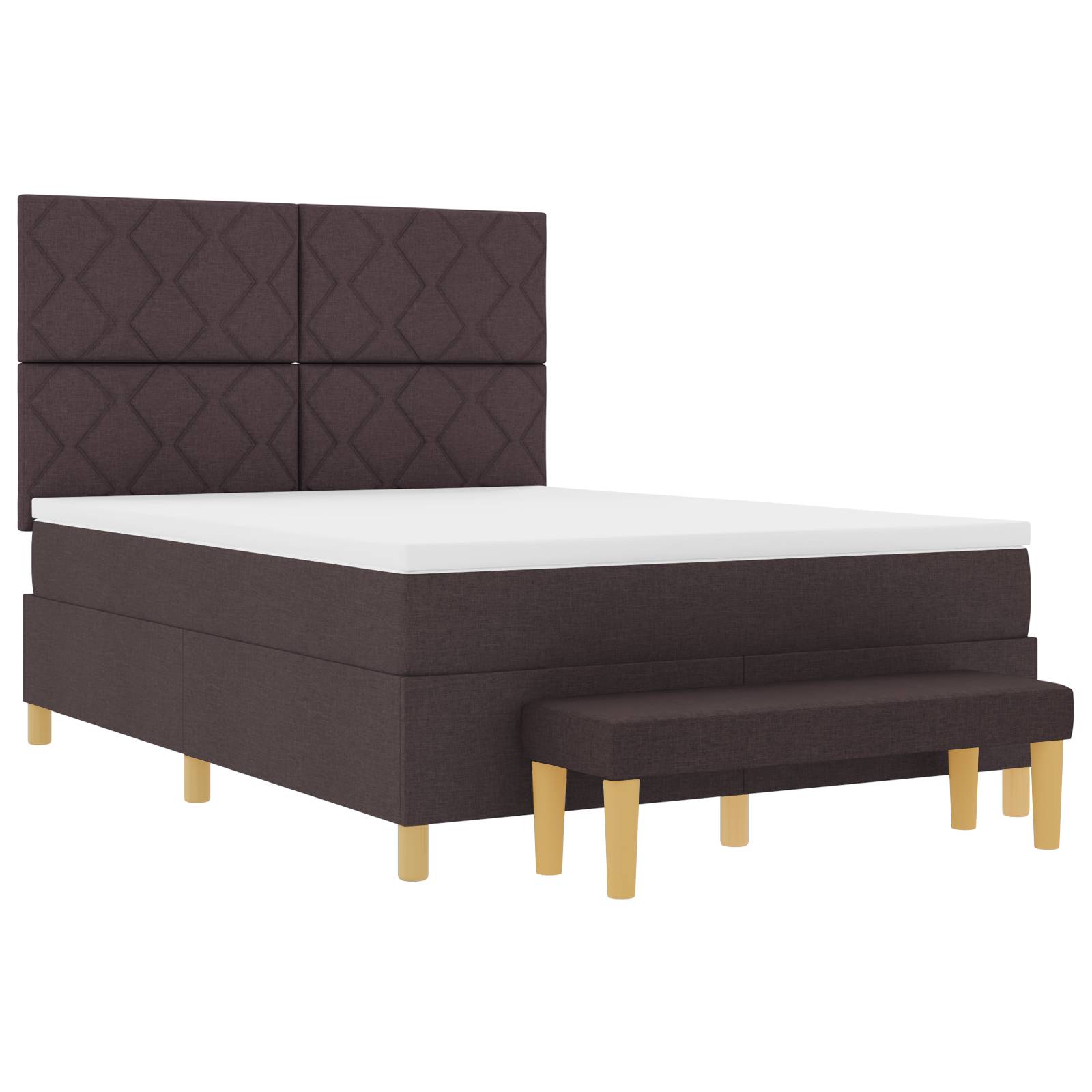 vidaXL Boxspringbett mit Matratze & Bank Dunkelbraun 140x190 cm Stoff