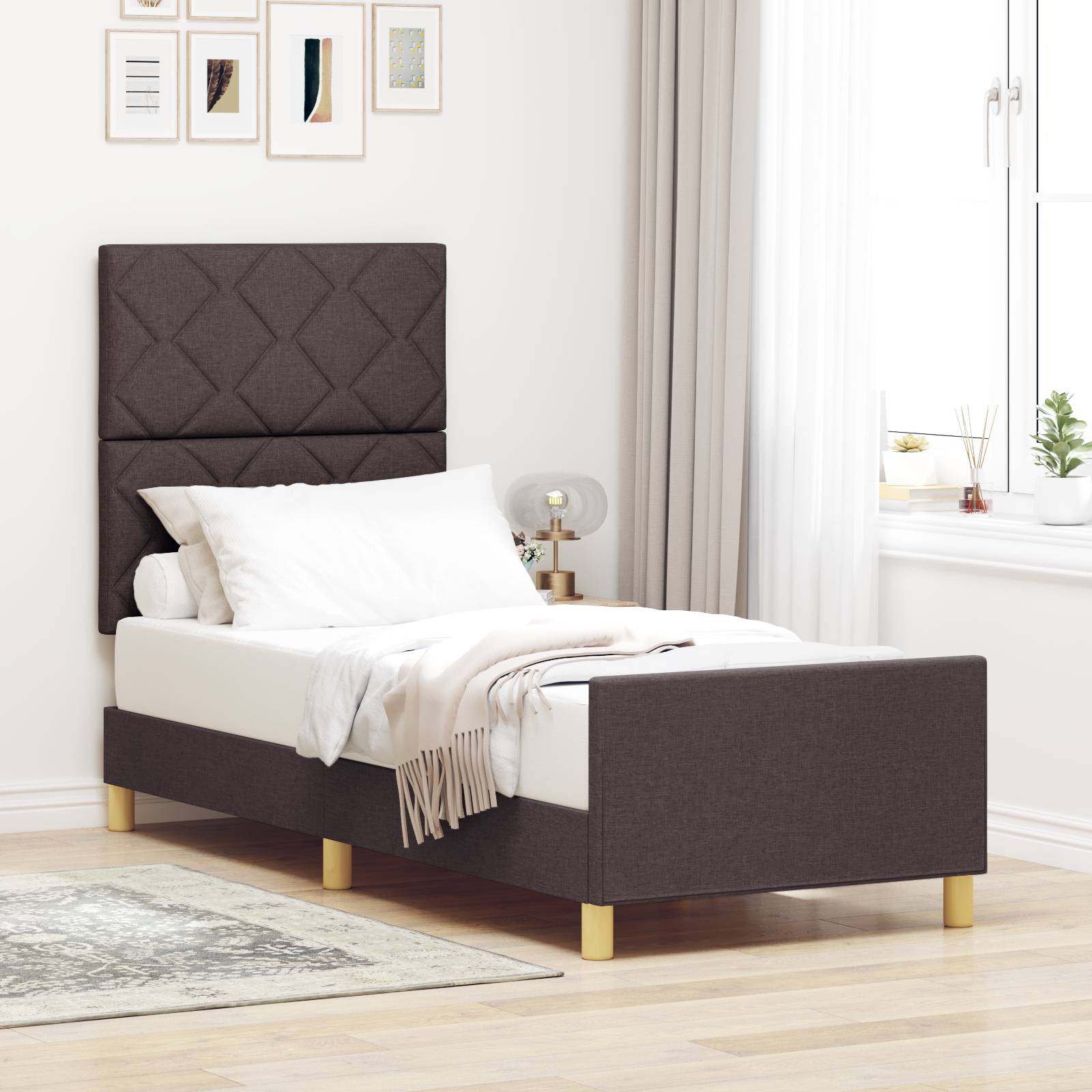 vidaXL Bettgestell Dunkelbraun 80x200 cm Stoff