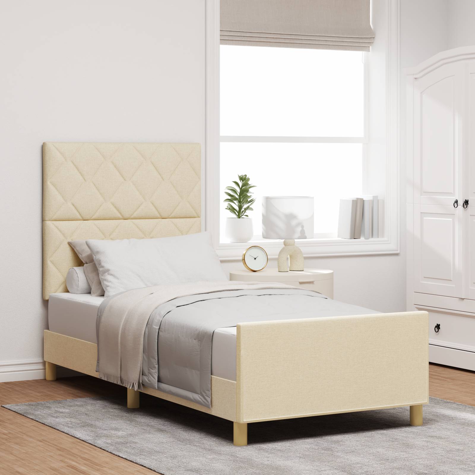 vidaXL Bettgestell Creme 90x200 cm Stoff
