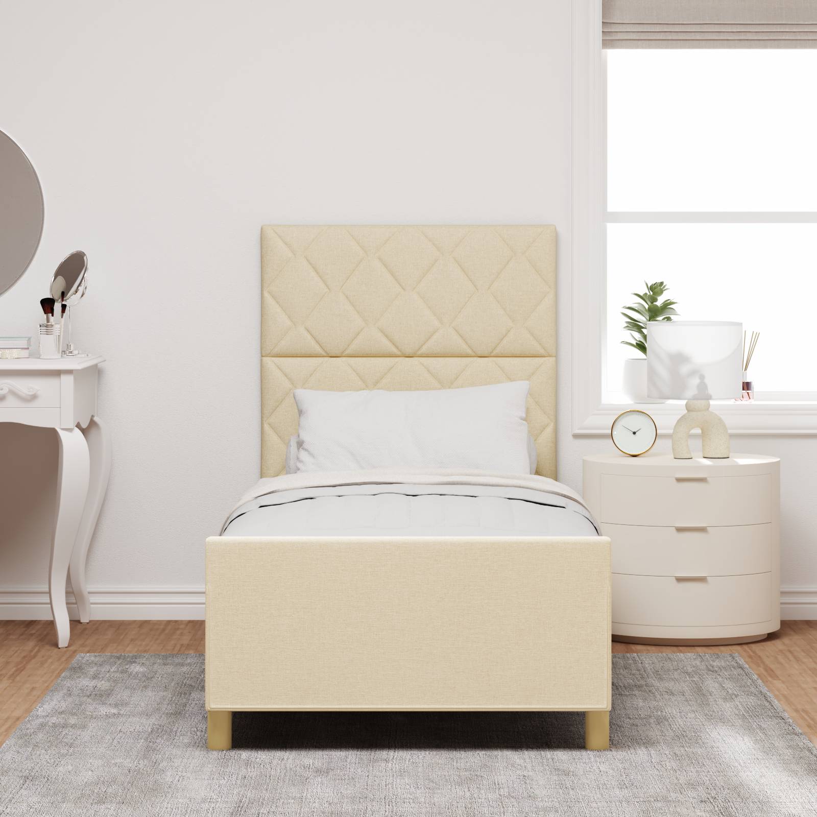 vidaXL Bettgestell Creme 90x200 cm Stoff