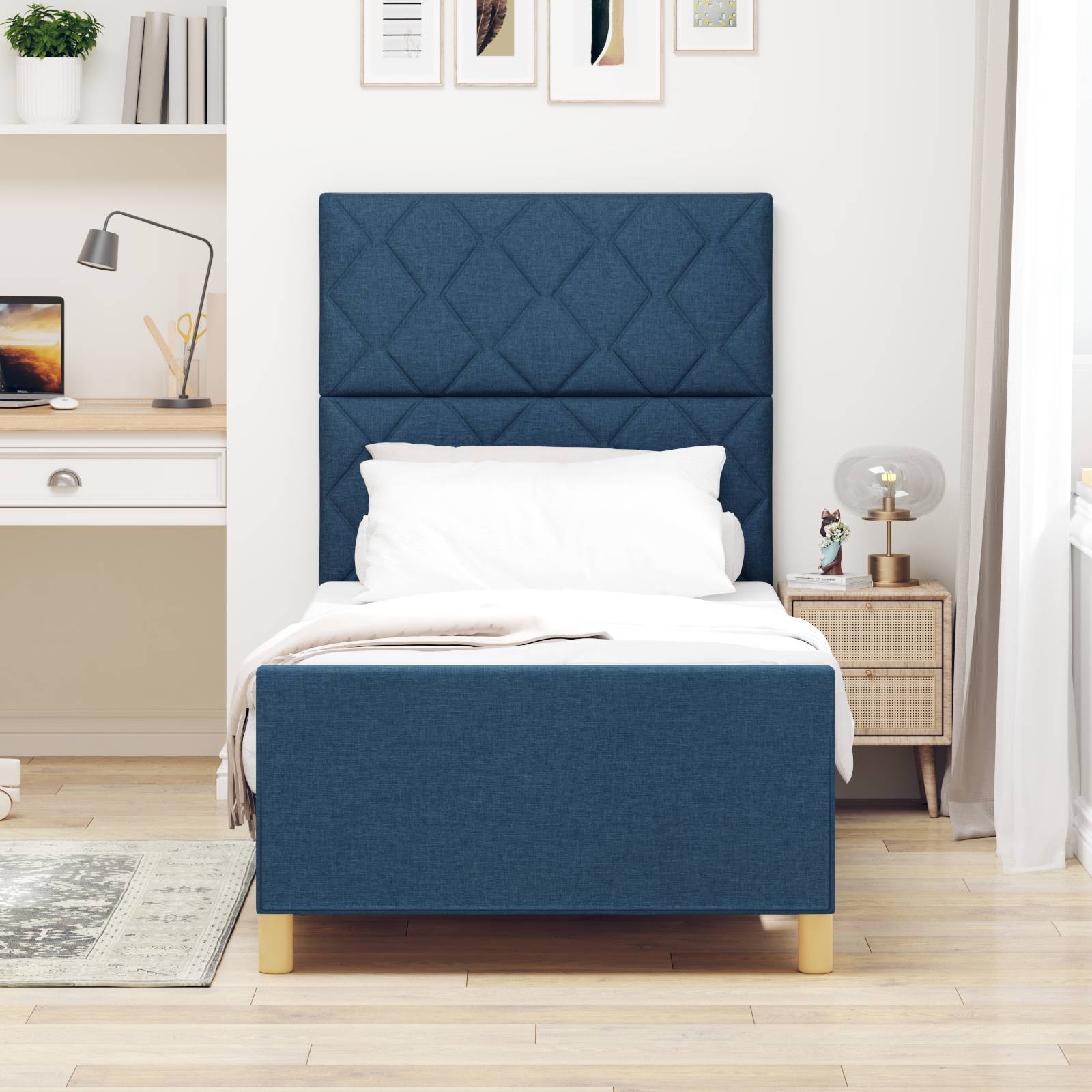 vidaXL Bettgestell Blau 90x190 cm Stoff