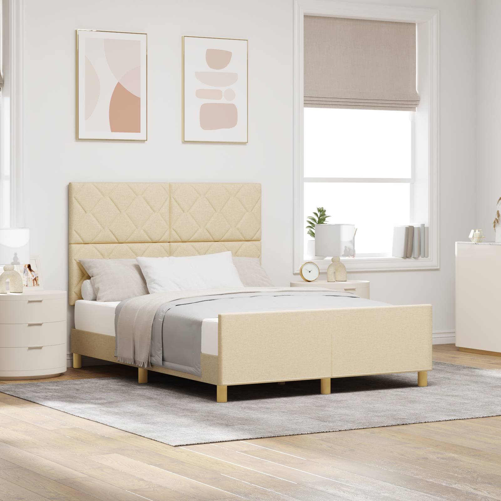 vidaXL Bettgestell Creme 160x200 cm Stoff