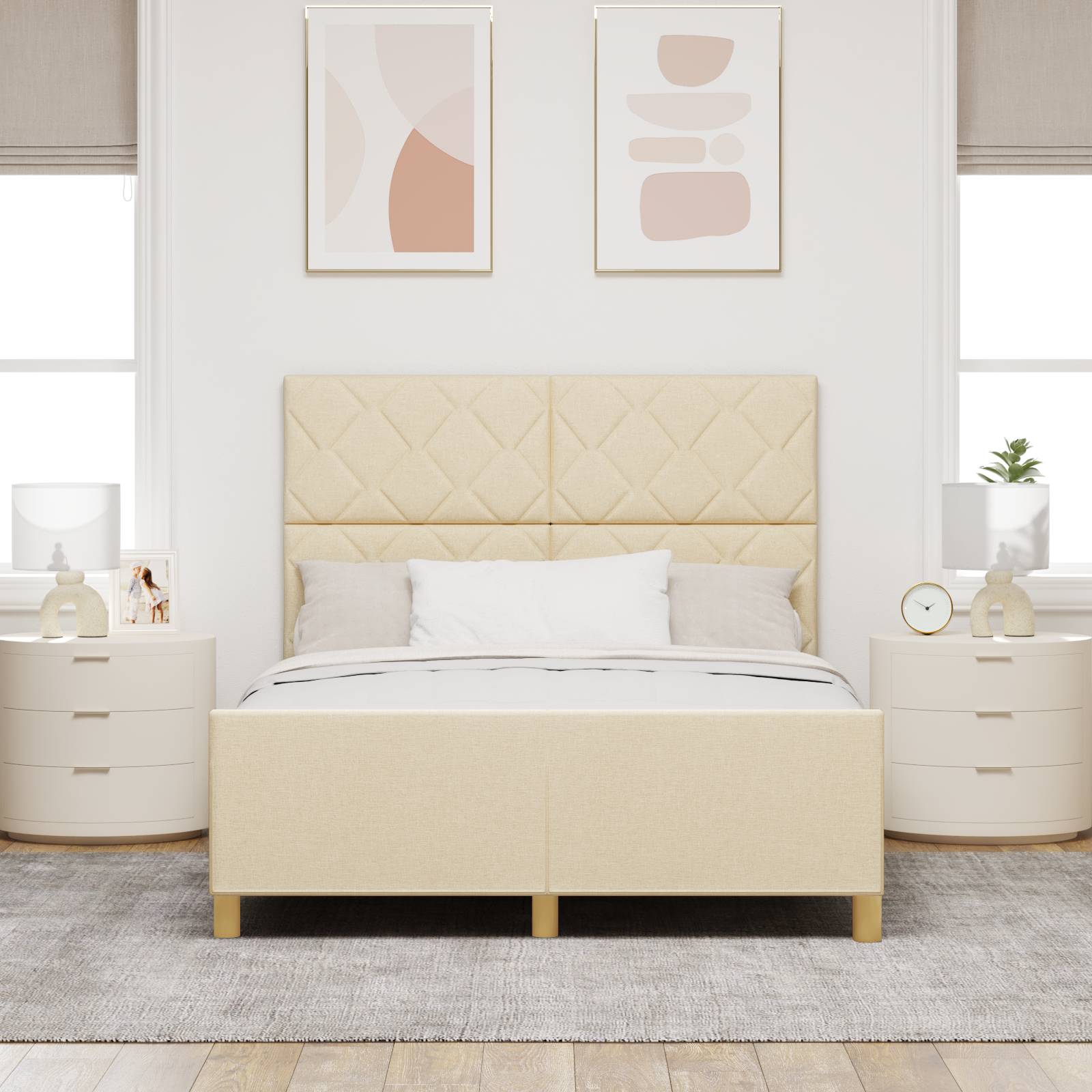 vidaXL Bettgestell Creme 160x200 cm Stoff