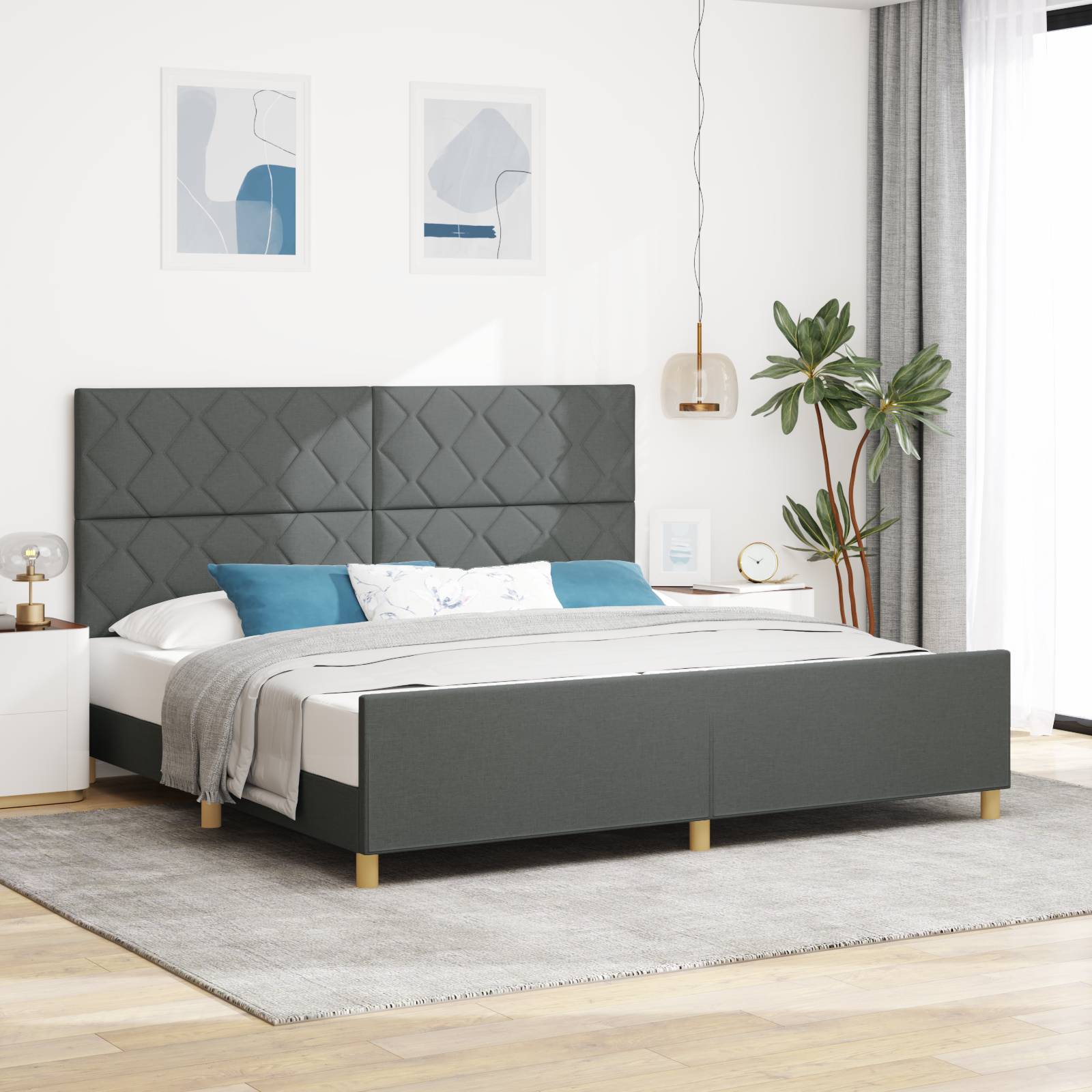 vidaXL Bettgestell Dunkelgrau 200x200 cm Stoff