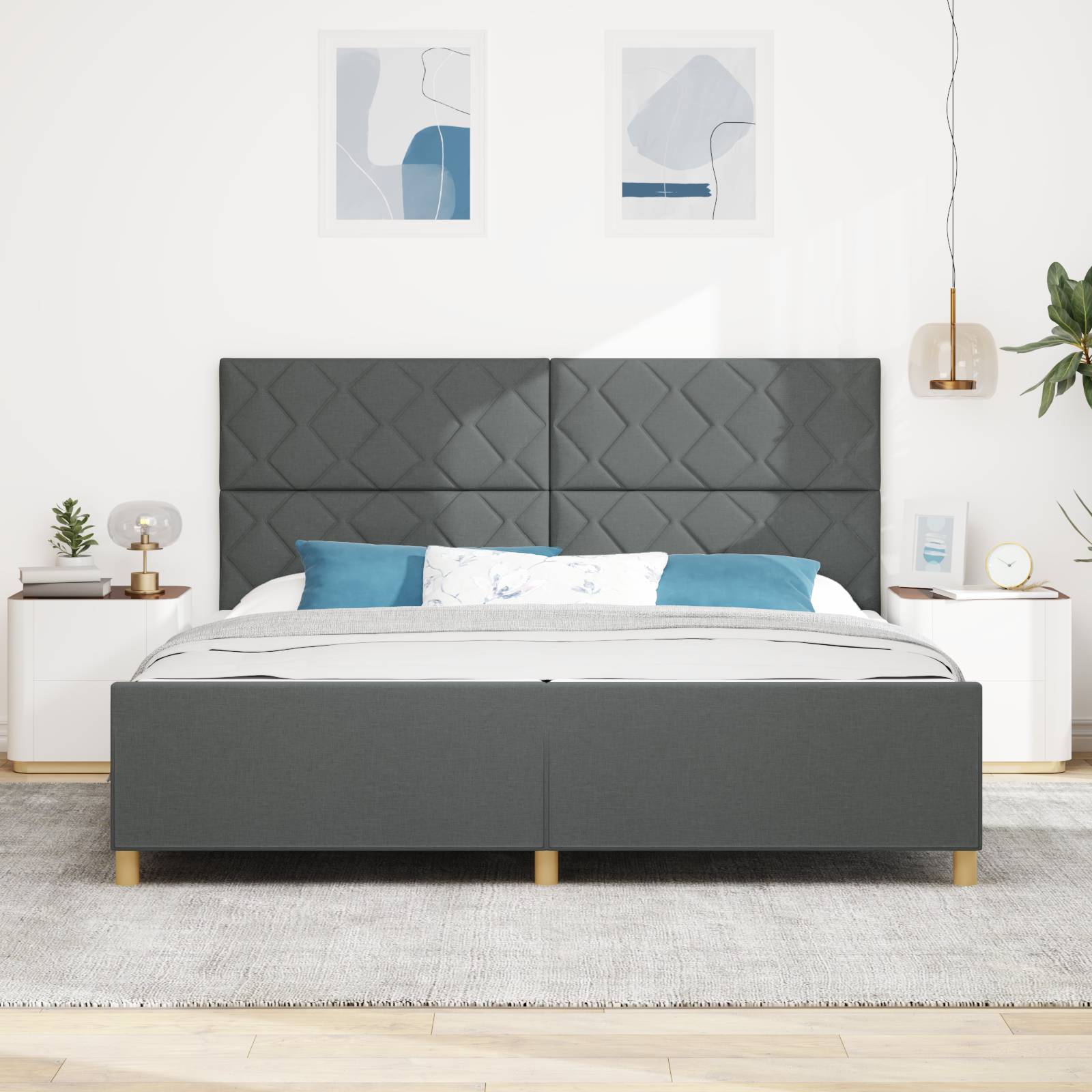 vidaXL Bettgestell Dunkelgrau 200x200 cm Stoff