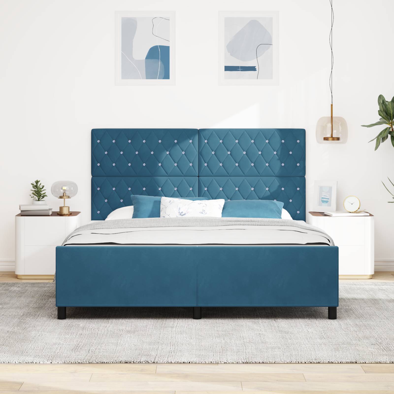 vidaXL Bettgestell Dunkelblau Samt 180x200 cm