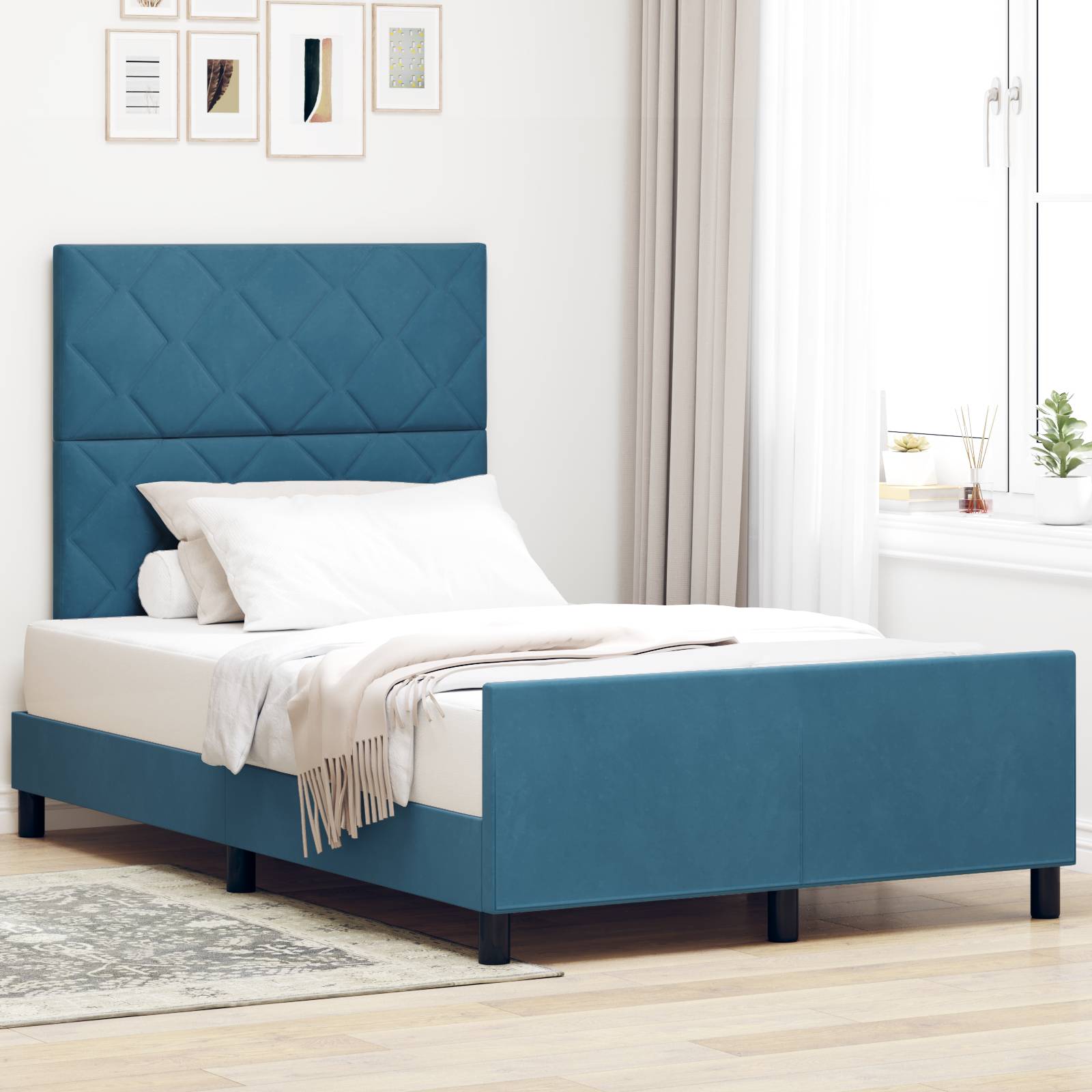 vidaXL Bettgestell Dunkelblau Samt 120x190 cm