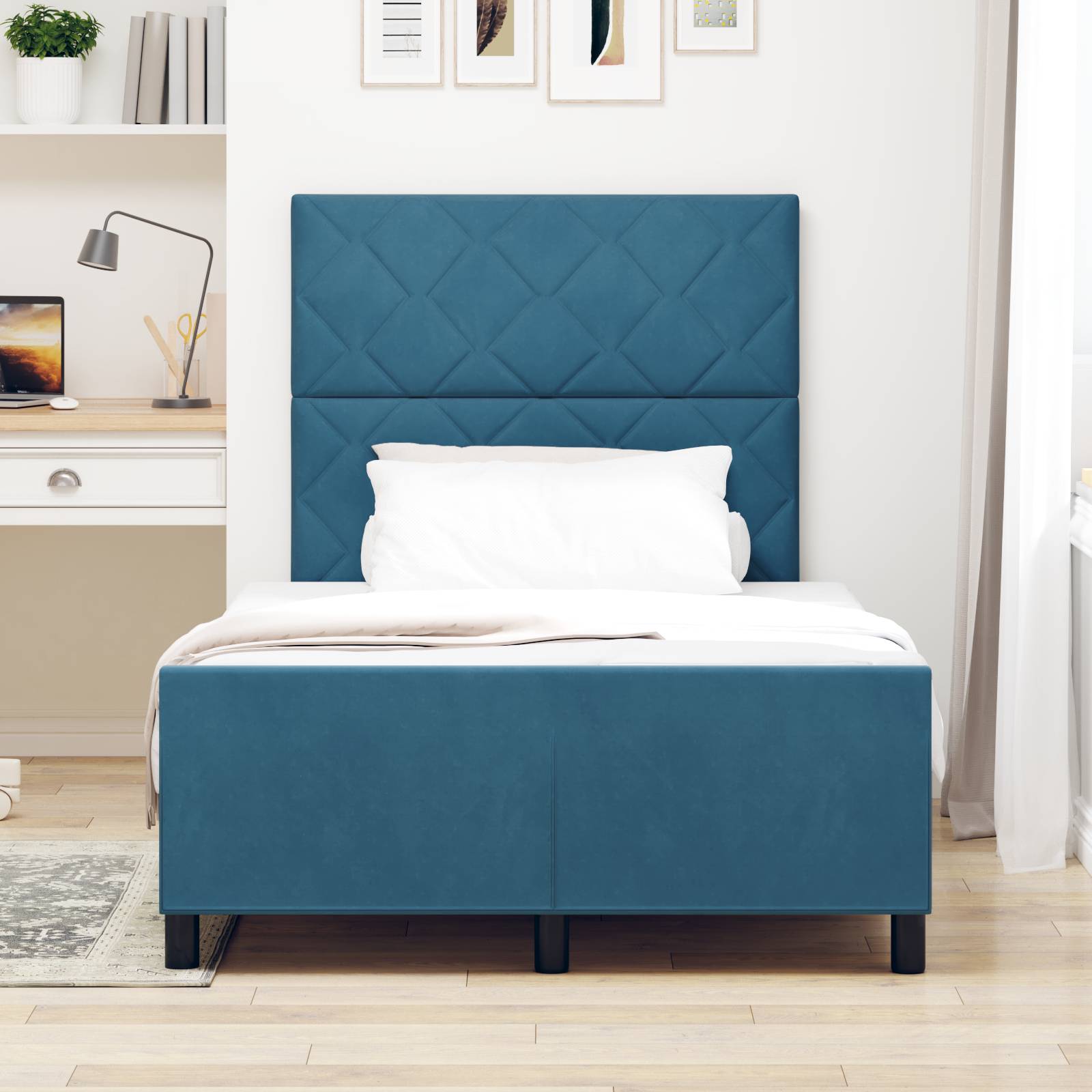 vidaXL Bettgestell Dunkelblau Samt 120x190 cm