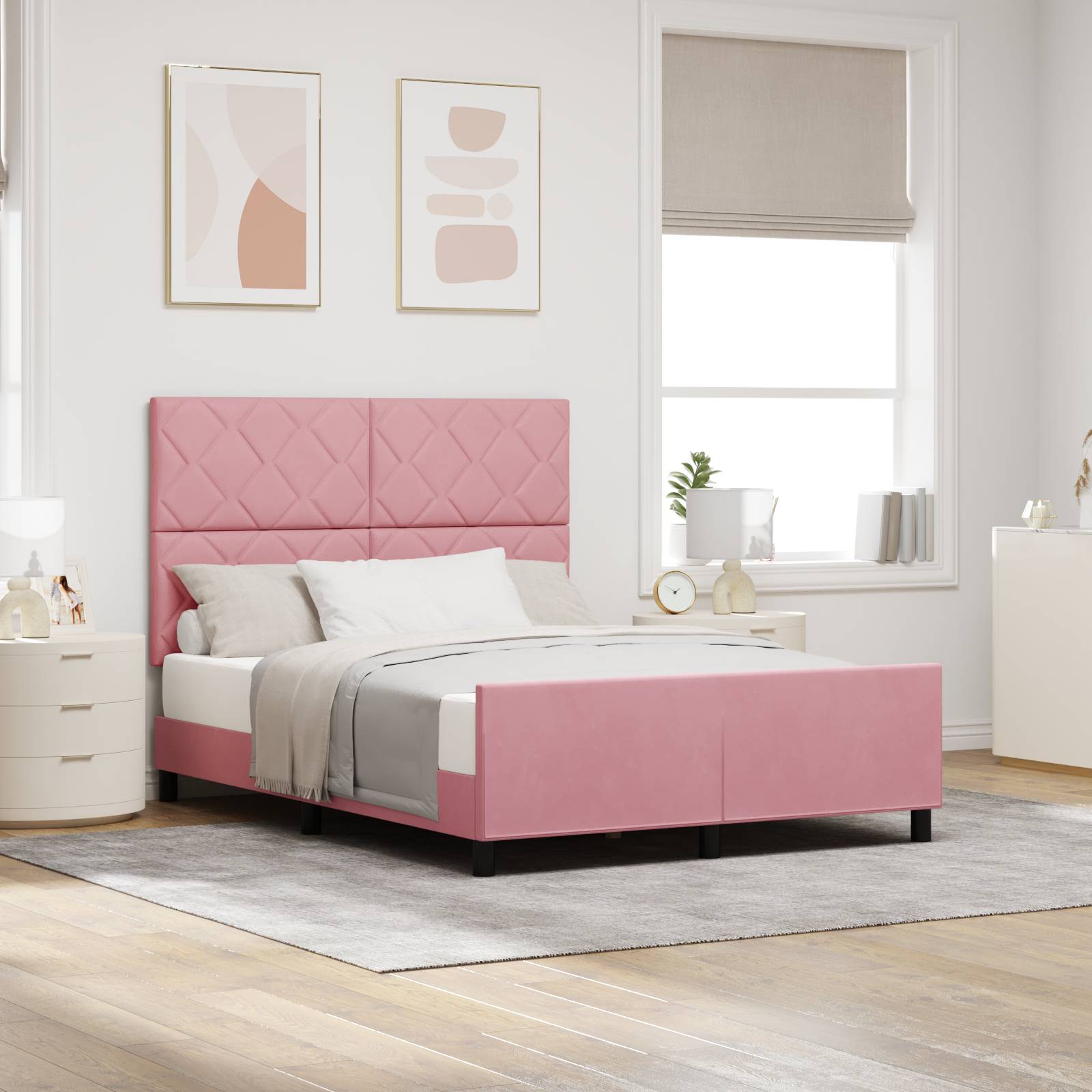 vidaXL Bettgestell Rosa 140x190 cm Samt