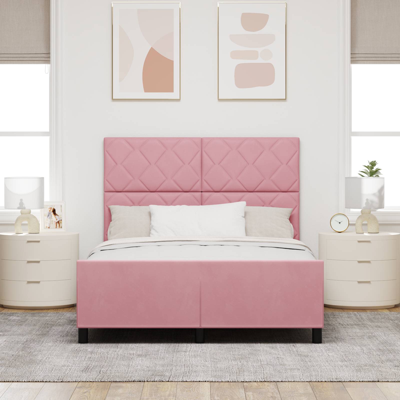 vidaXL Bettgestell Rosa 140x190 cm Samt