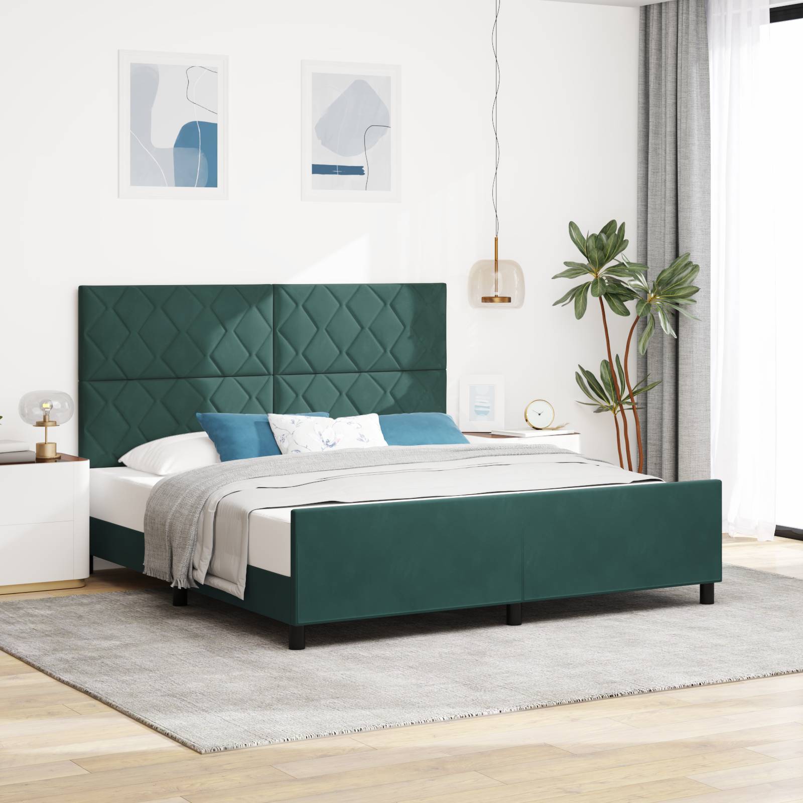 vidaXL Bettgestell Dunkelgrün 180x200 cm Samt