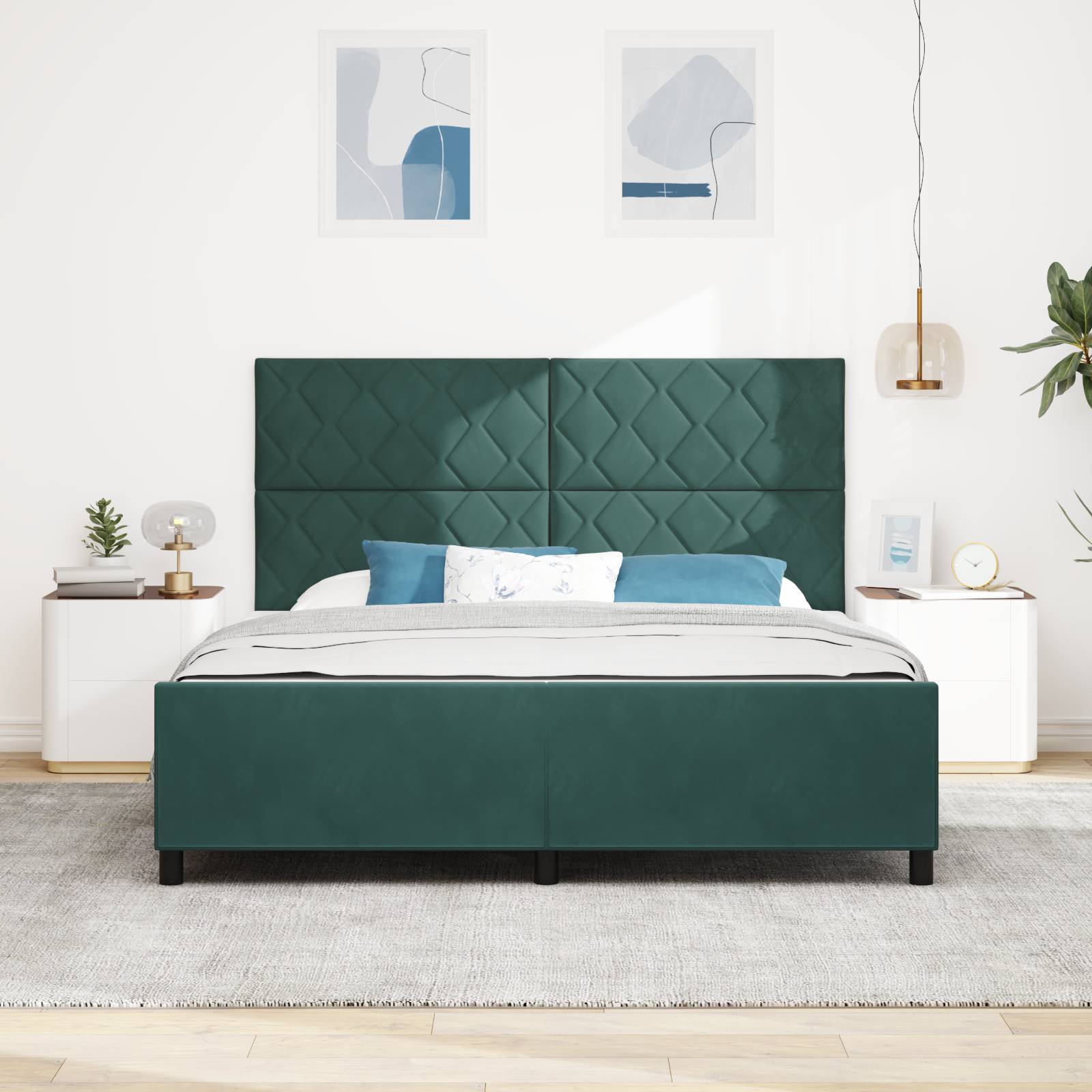 vidaXL Bettgestell Dunkelgrün 180x200 cm Samt