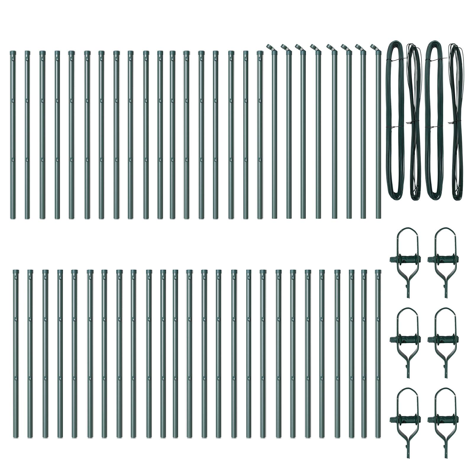 vidaXL Zaunpfosten 52 Stk. Grün Ø32 mm 80 cm Verzinkter Stahl