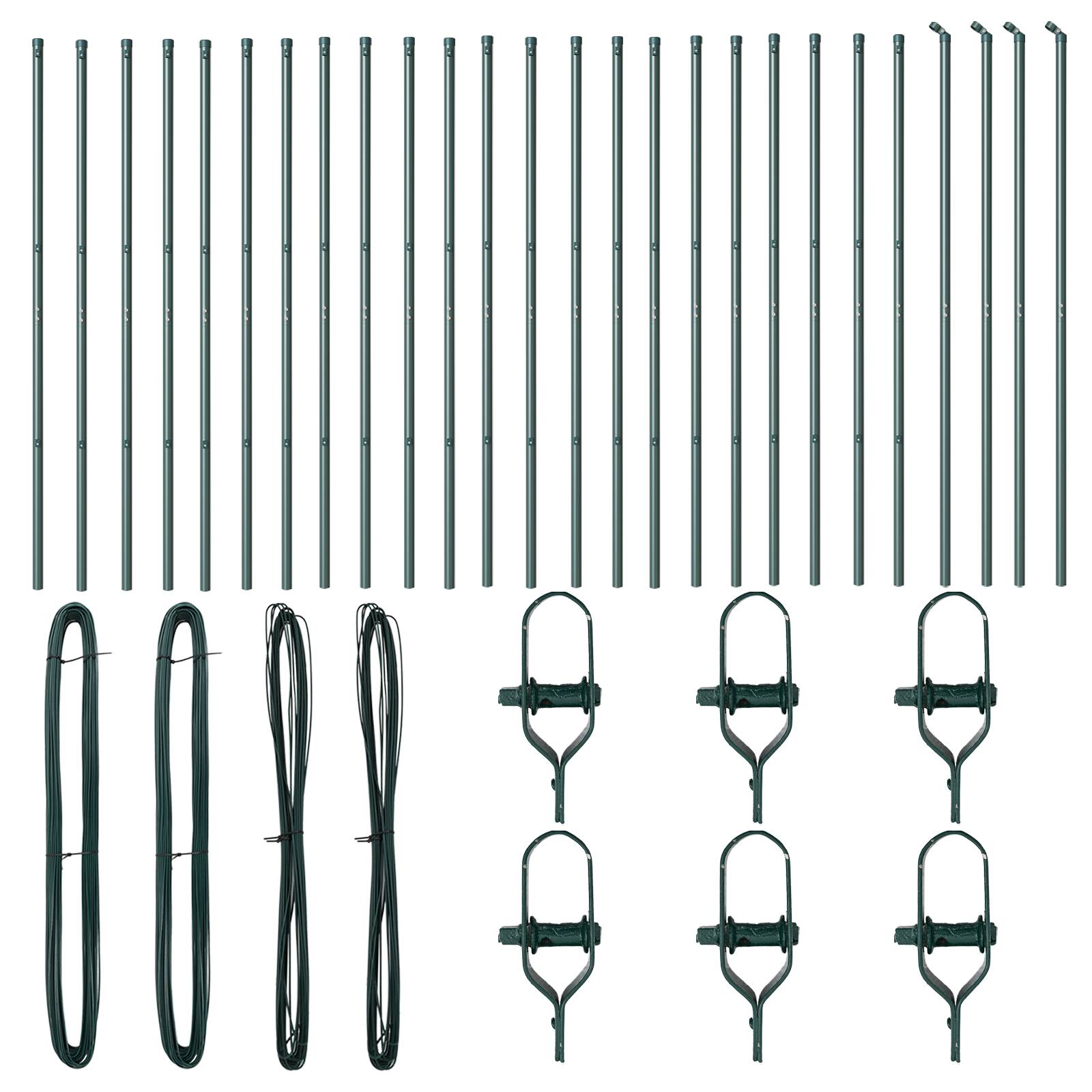 vidaXL Zaunpfosten 26 Stk. Grün Ø32 mm 190 cm Verzinkter Stahl