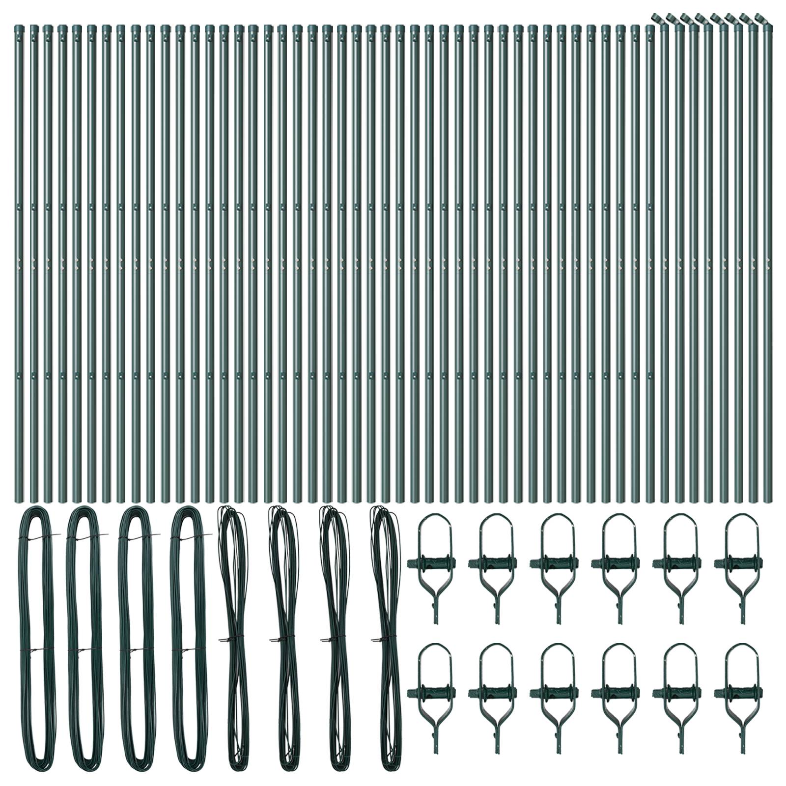 vidaXL Zaunpfosten 52 Stk. Grün Ø32 mm 190 cm Verzinkter Stahl