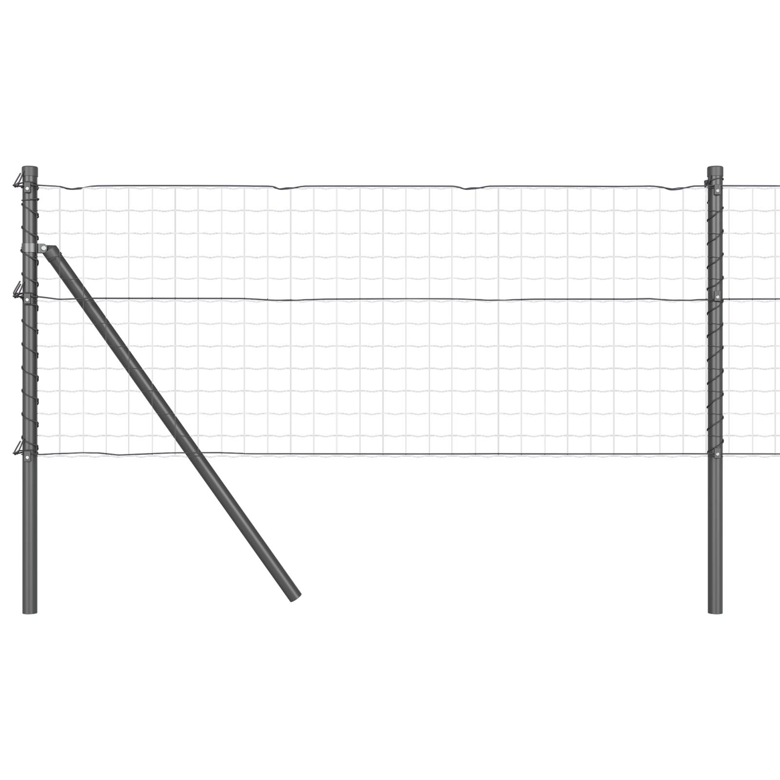 vidaXL Zaunpfosten 52 Stk. Grau Ø32 mm 80 cm Verzinkter Stahl