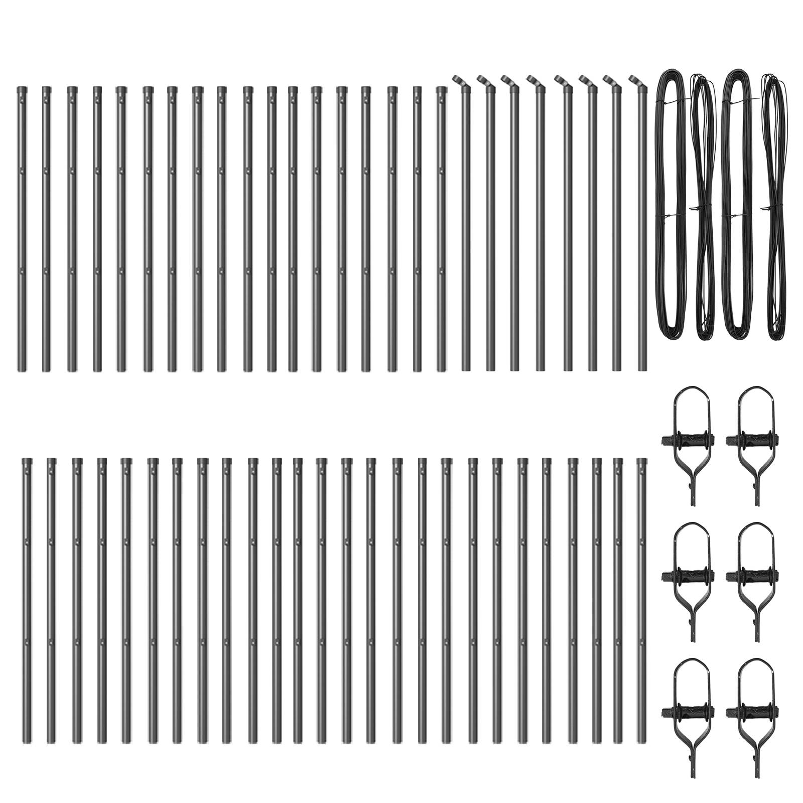 vidaXL Zaunpfosten 52 Stk. Grau Ø32 mm 80 cm Verzinkter Stahl