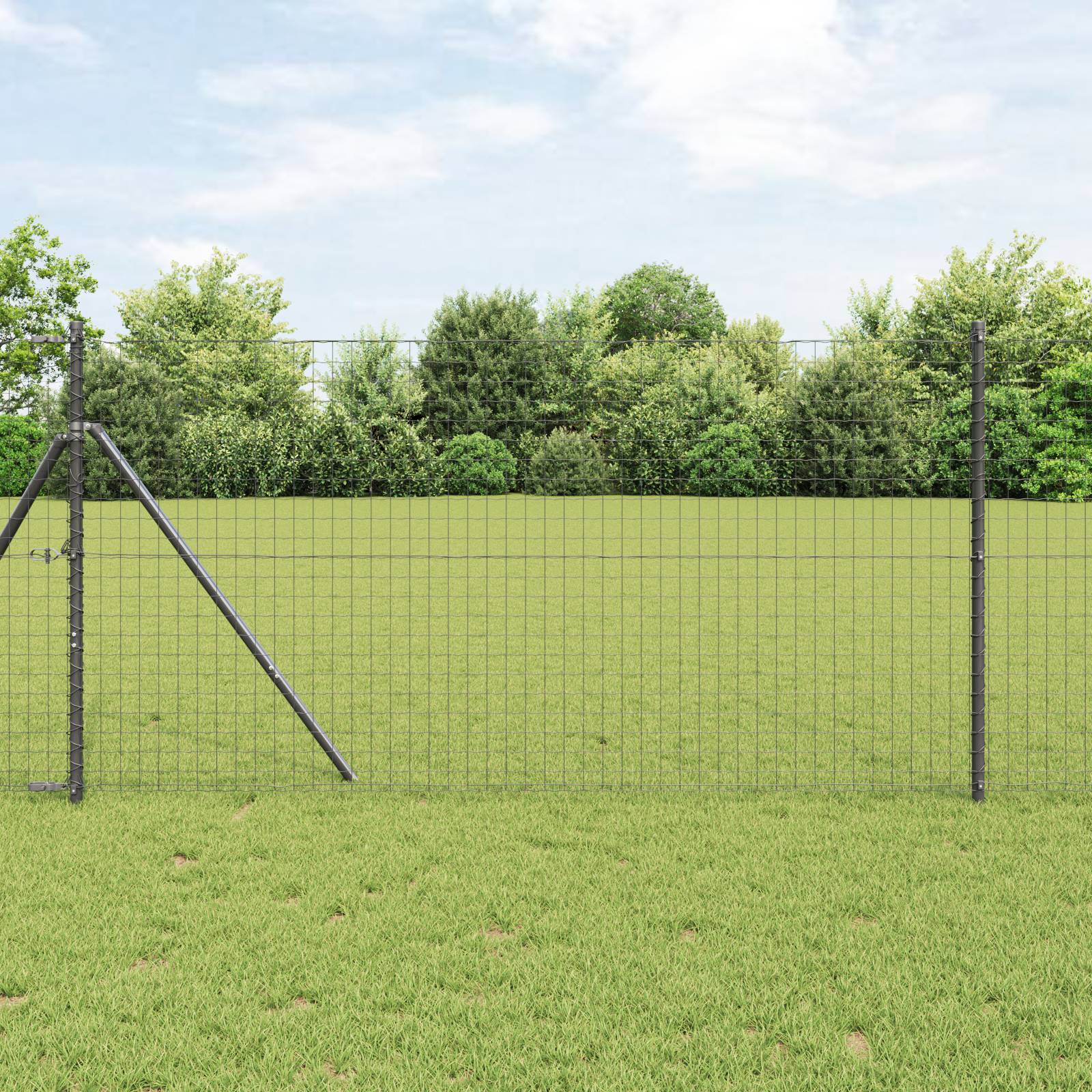 vidaXL Euro-Zaun mit 13 Pfosten 1,2x25 m Feuerverzinkter Stahl Grau