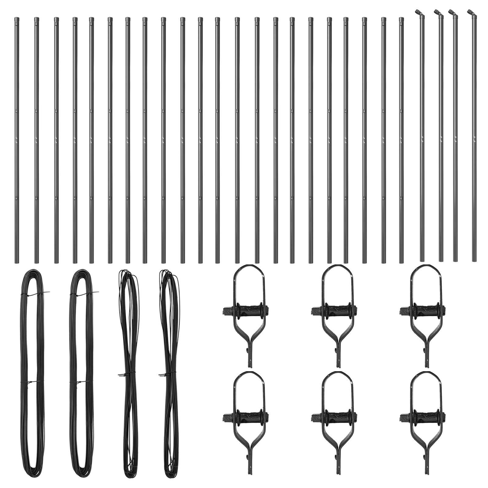 vidaXL Zaunpfosten 26 Stk. Grau Ø32 mm 210 cm Verzinkter Stahl