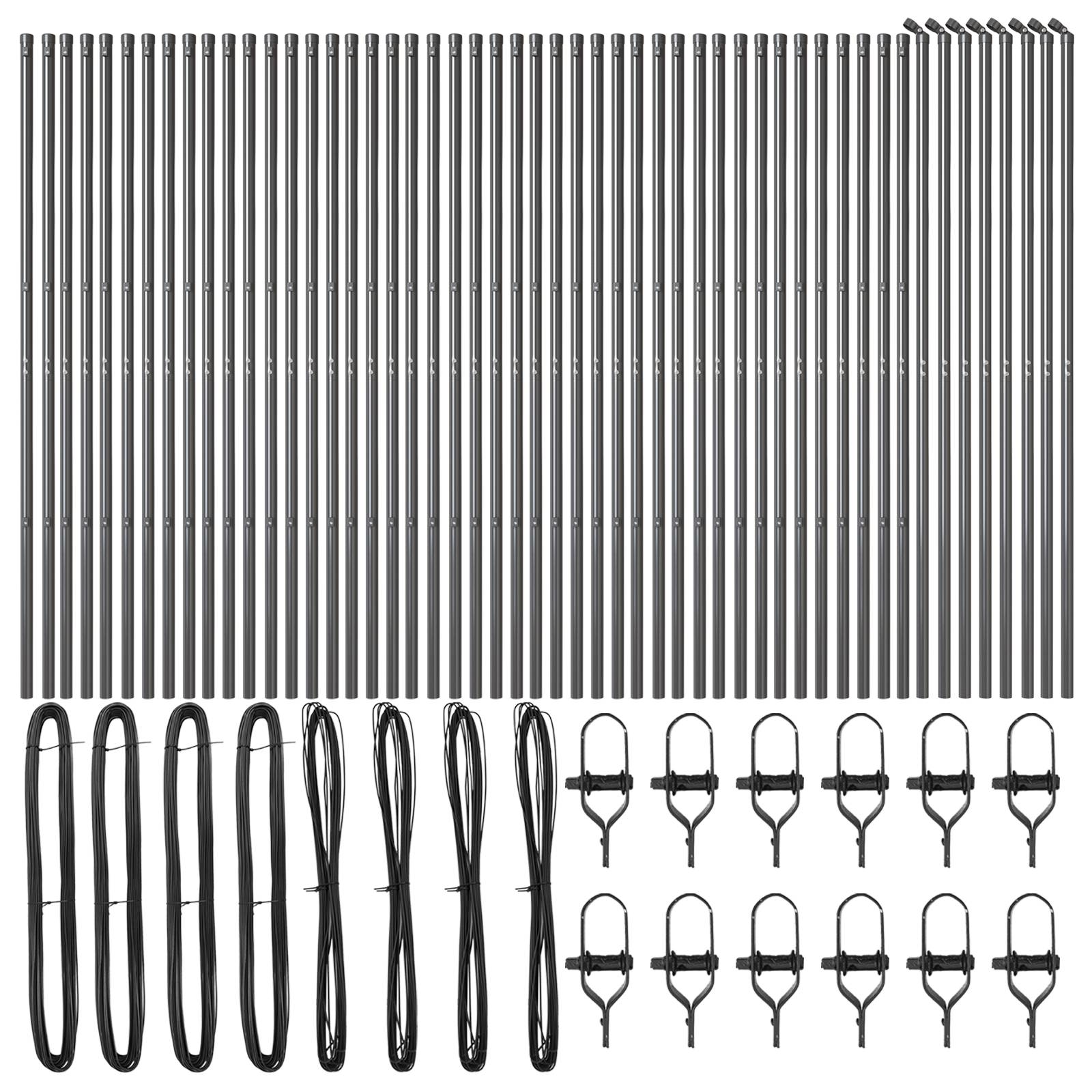 vidaXL Zaunpfosten 52 Stk. Grau Ø32 mm 200 cm Verzinkter Stahl