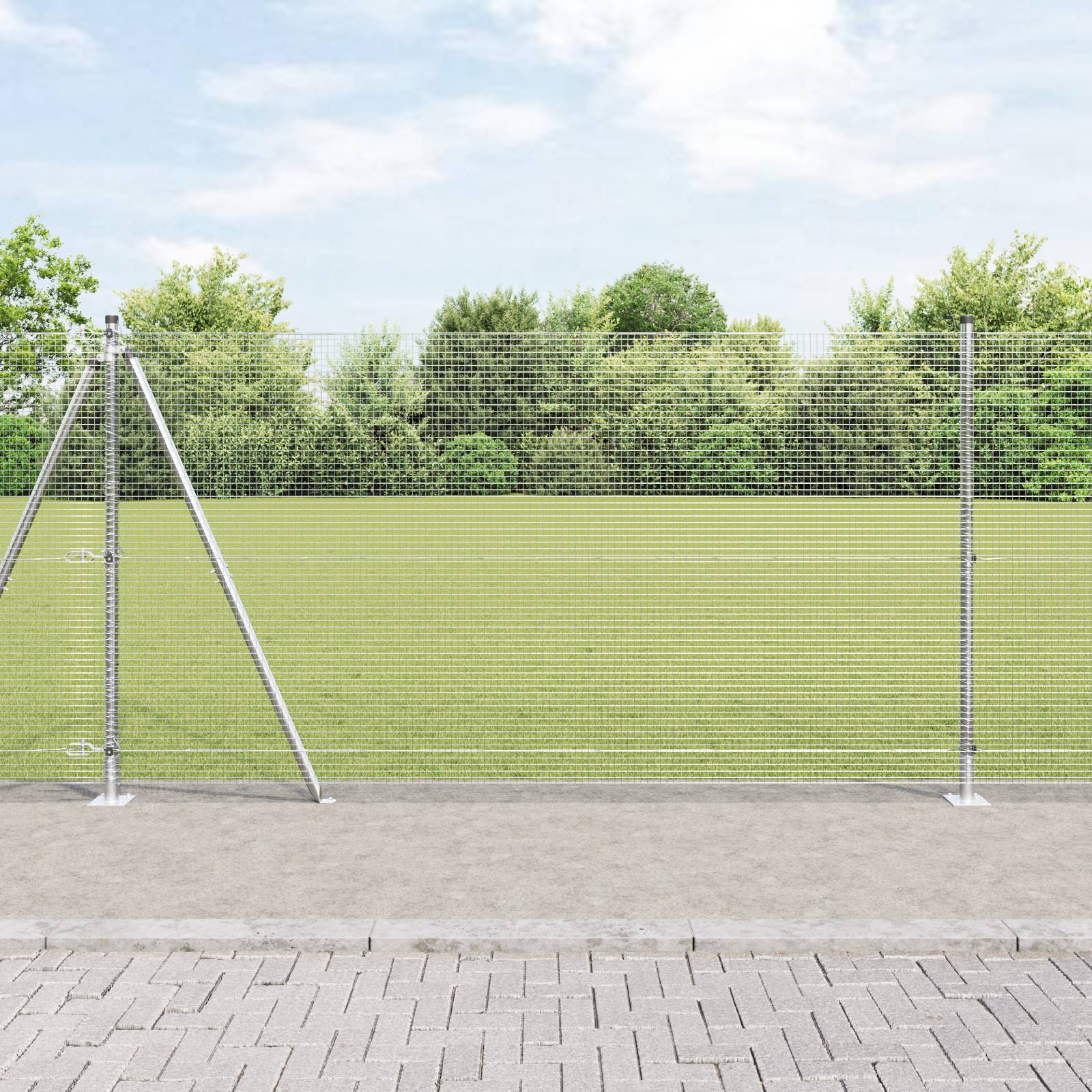 vidaXL Schweißdrahtzaun mit 13 Flanschpfosten 1,2x50 m verzinkter Stahl